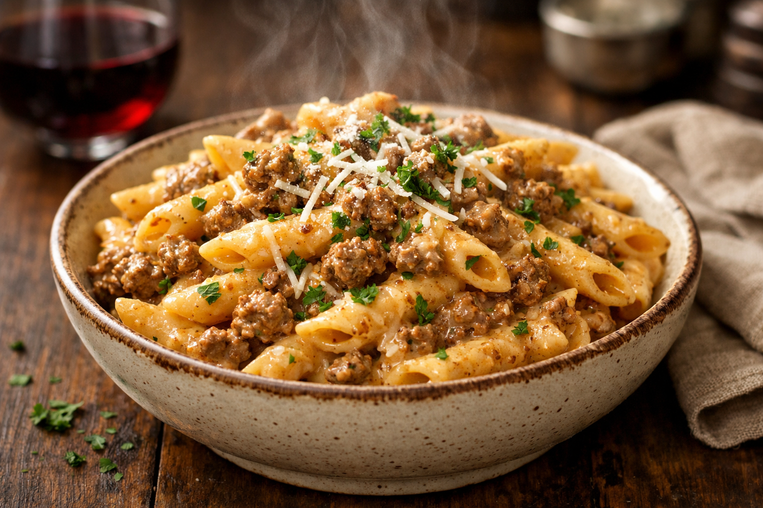 Creamy Ground Beef Pasta Hero Image