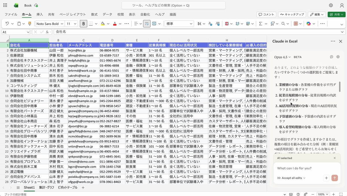 グラフ作成の指示