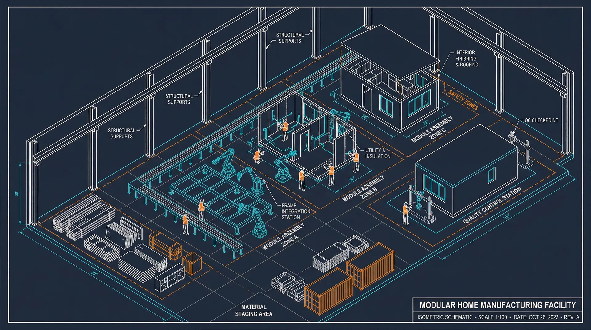 Modular Home Manufacturing Facility - Isometric Schematic