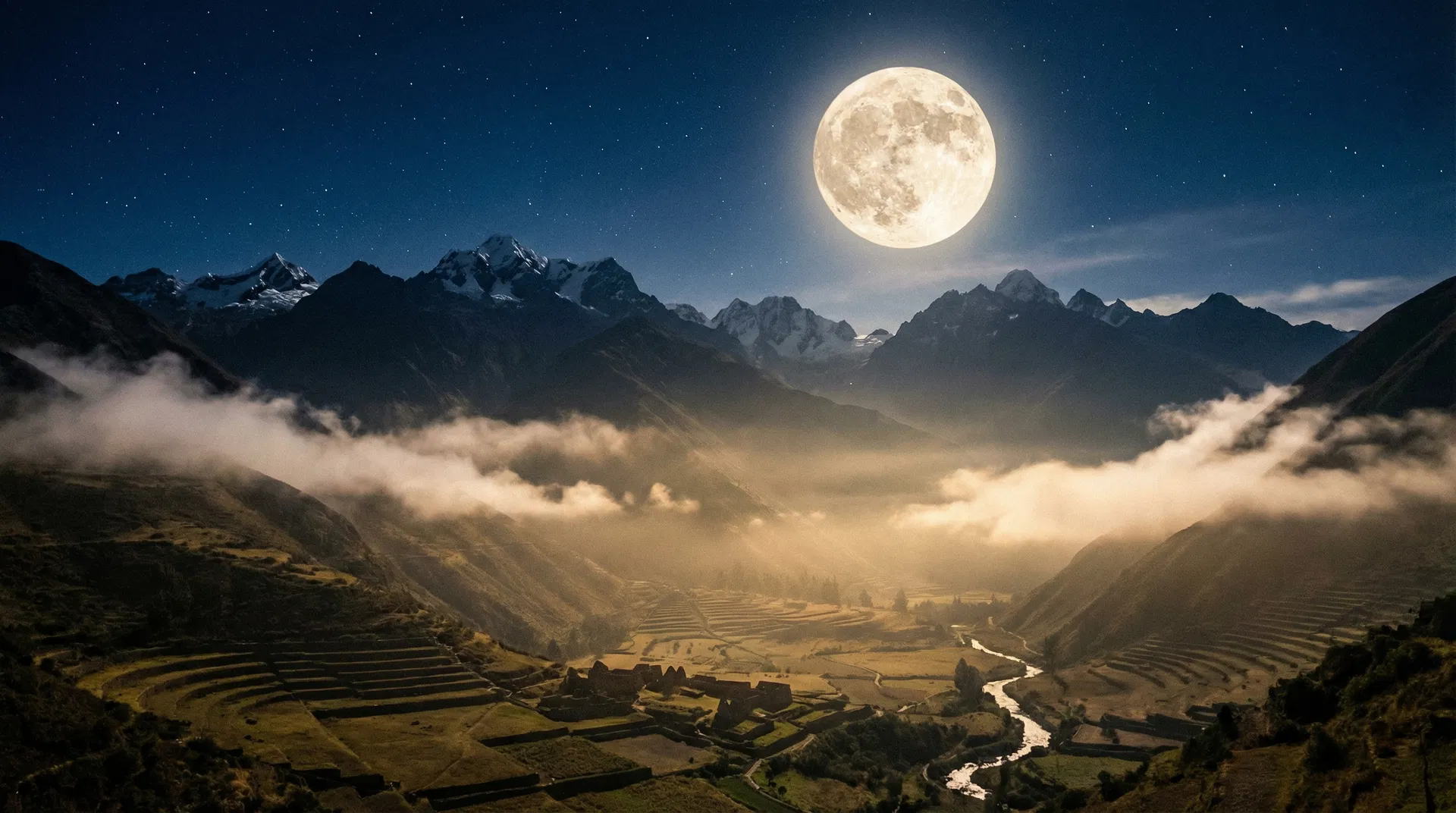 Moonlit Andean mountains