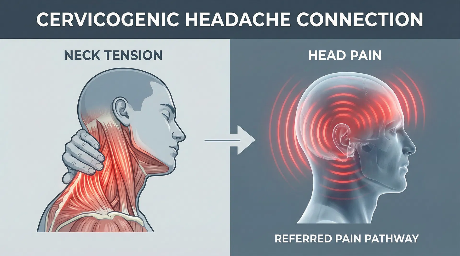 Woman holding neck and head in pain