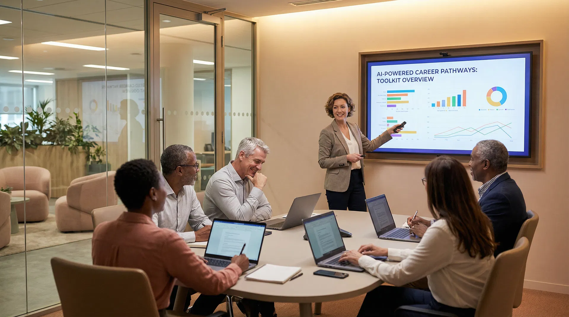 Middle-aged professionals AI training