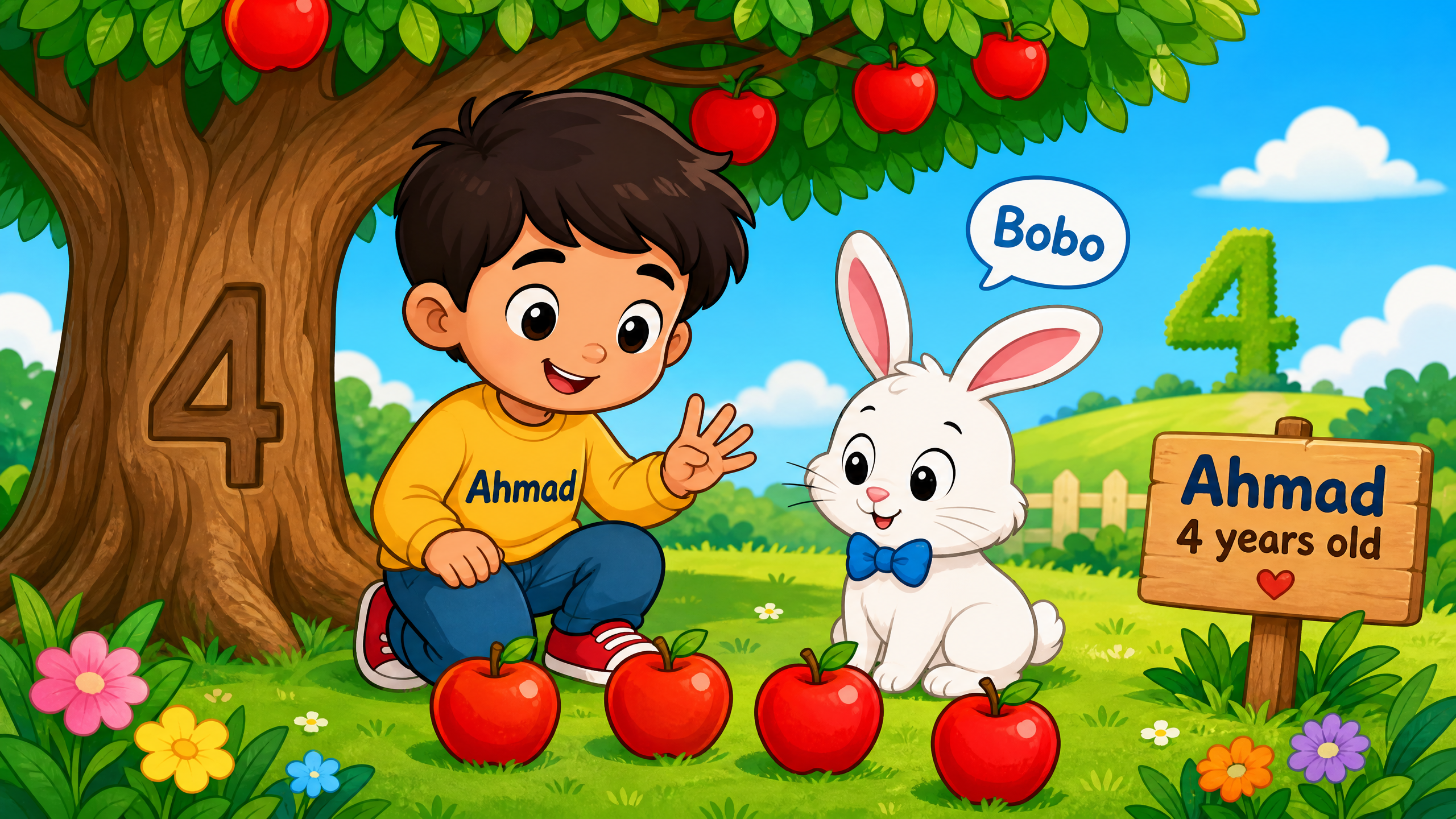 أحمد وبوبو يكتشفان الرقم أربعة