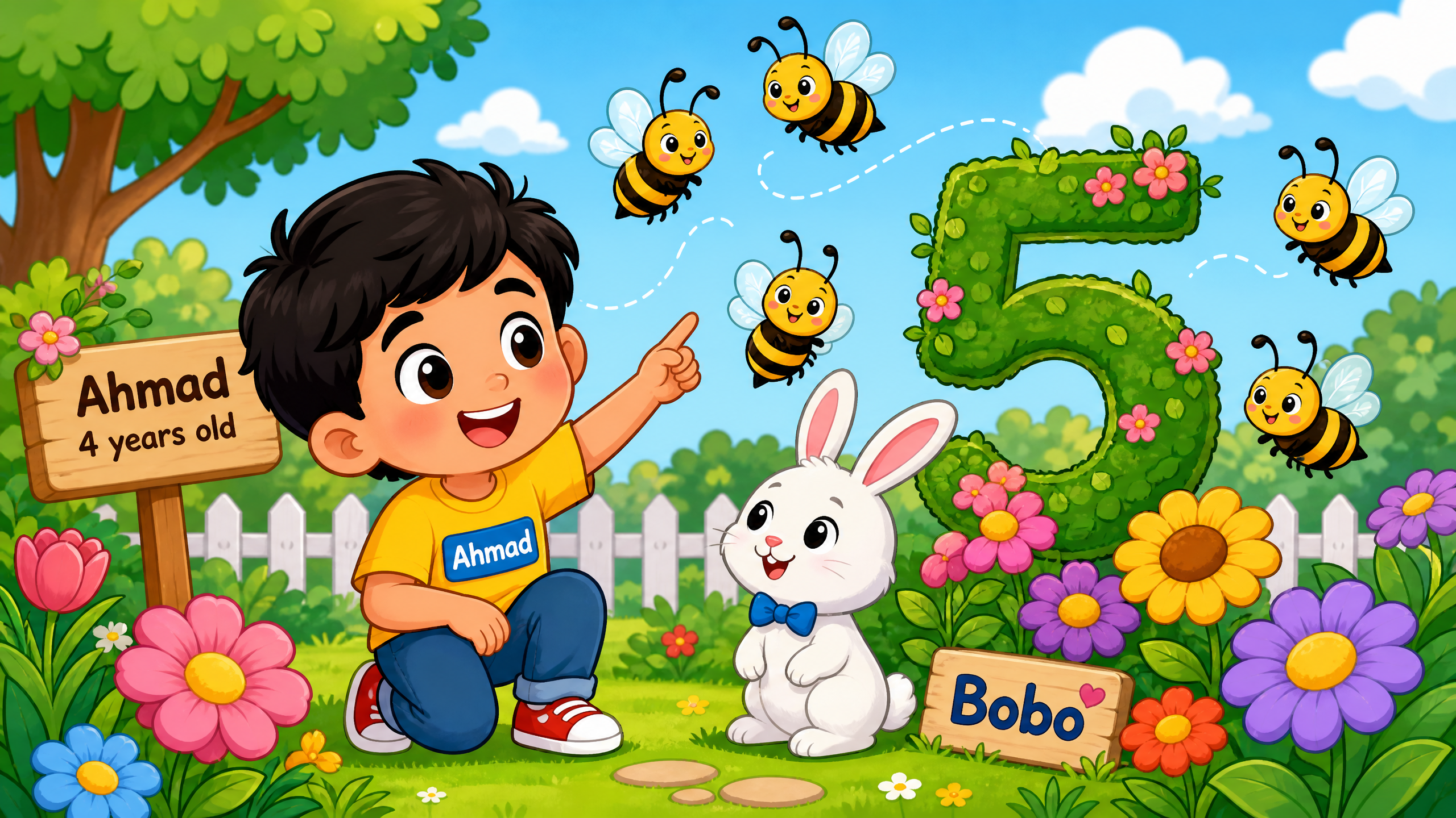 أحمد وبوبو يكتشفان الرقم خمسة