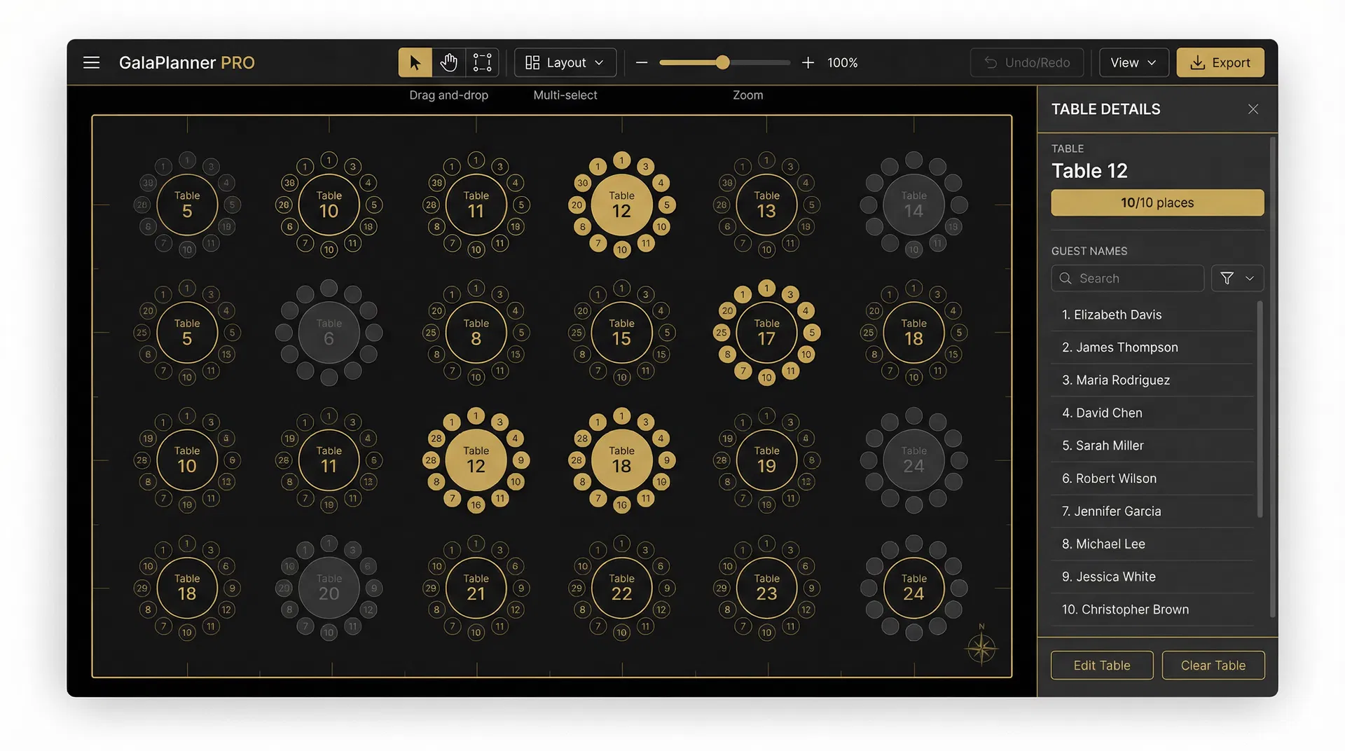 Plan de table interactif