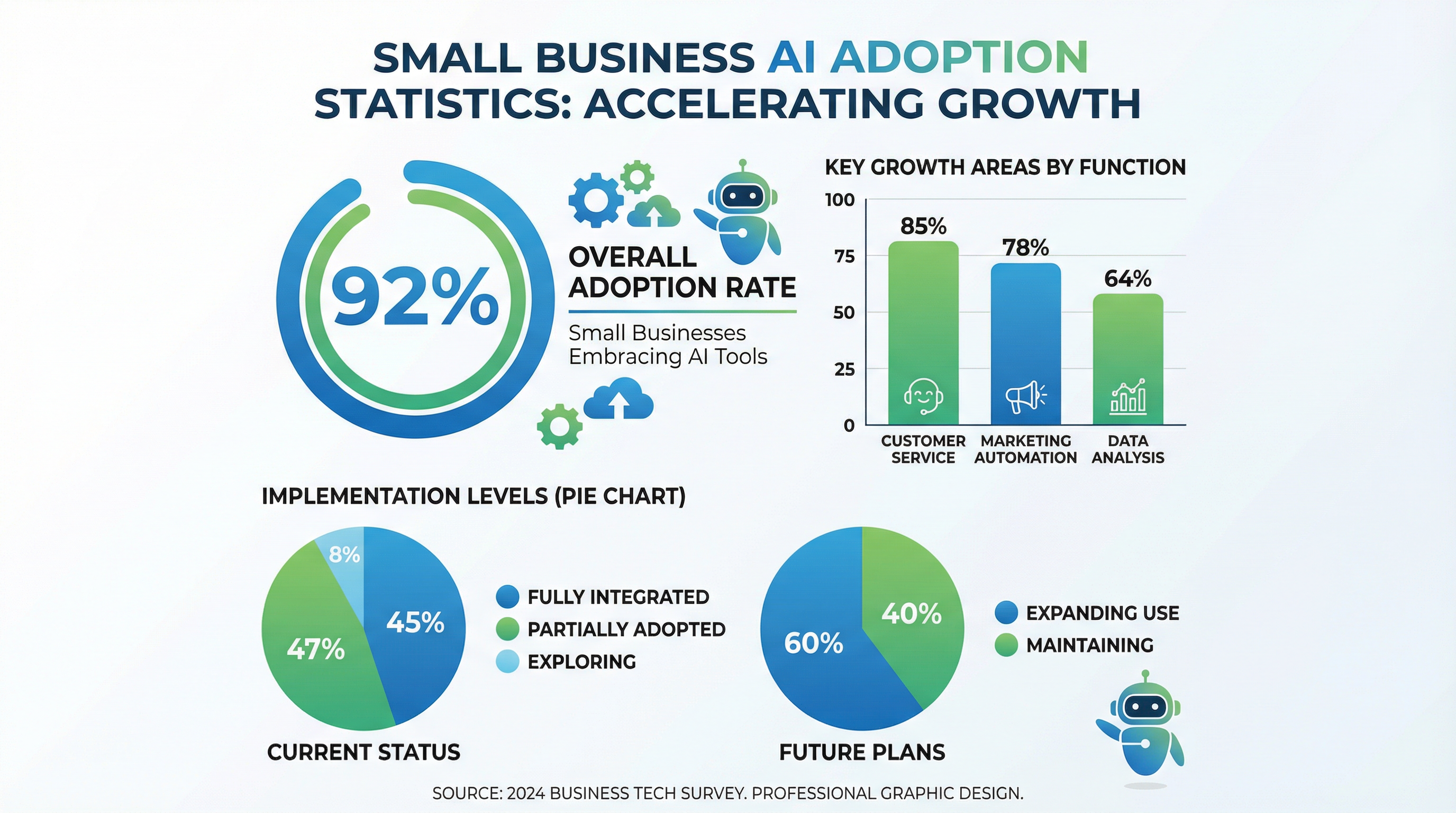 Infographic showing small business AI adoption statistics Infographic showing small business AI adoption statistics