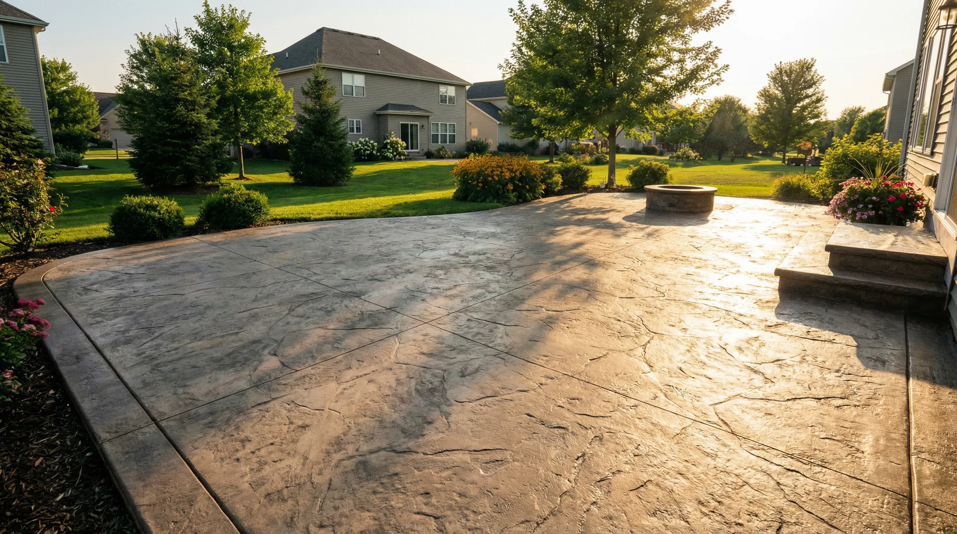 Finished stamped concrete patio