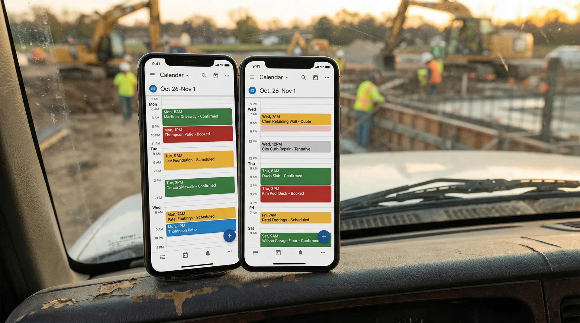 Calendar filled with booked concrete jobs