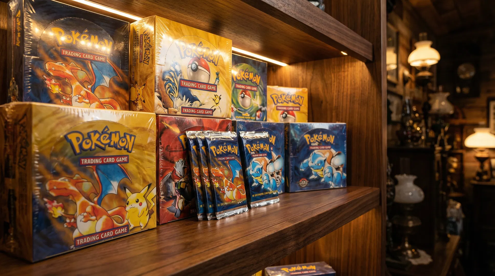 Factory sealed Pokémon booster boxes and packs