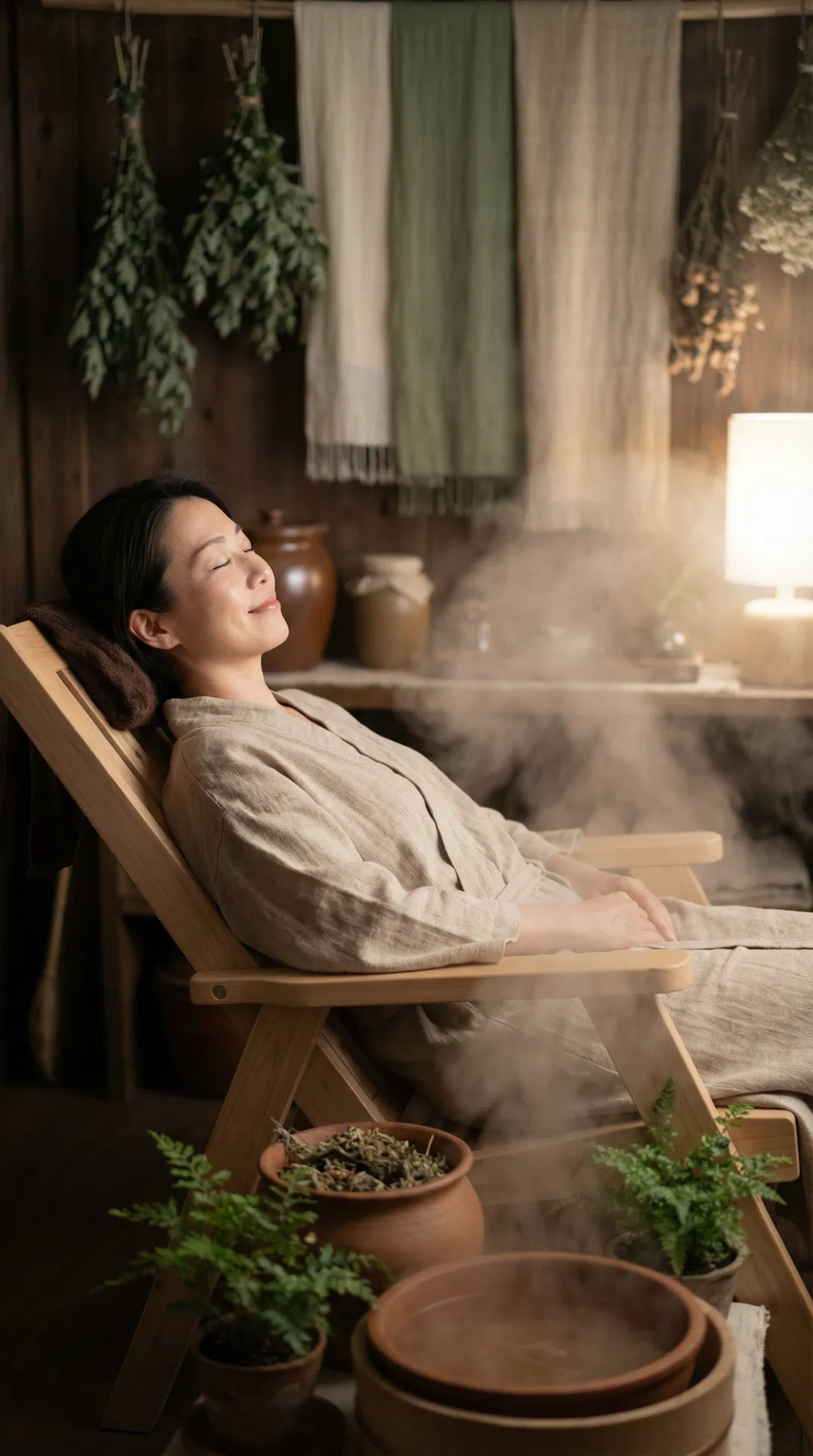 よもぎ蒸し施術の様子