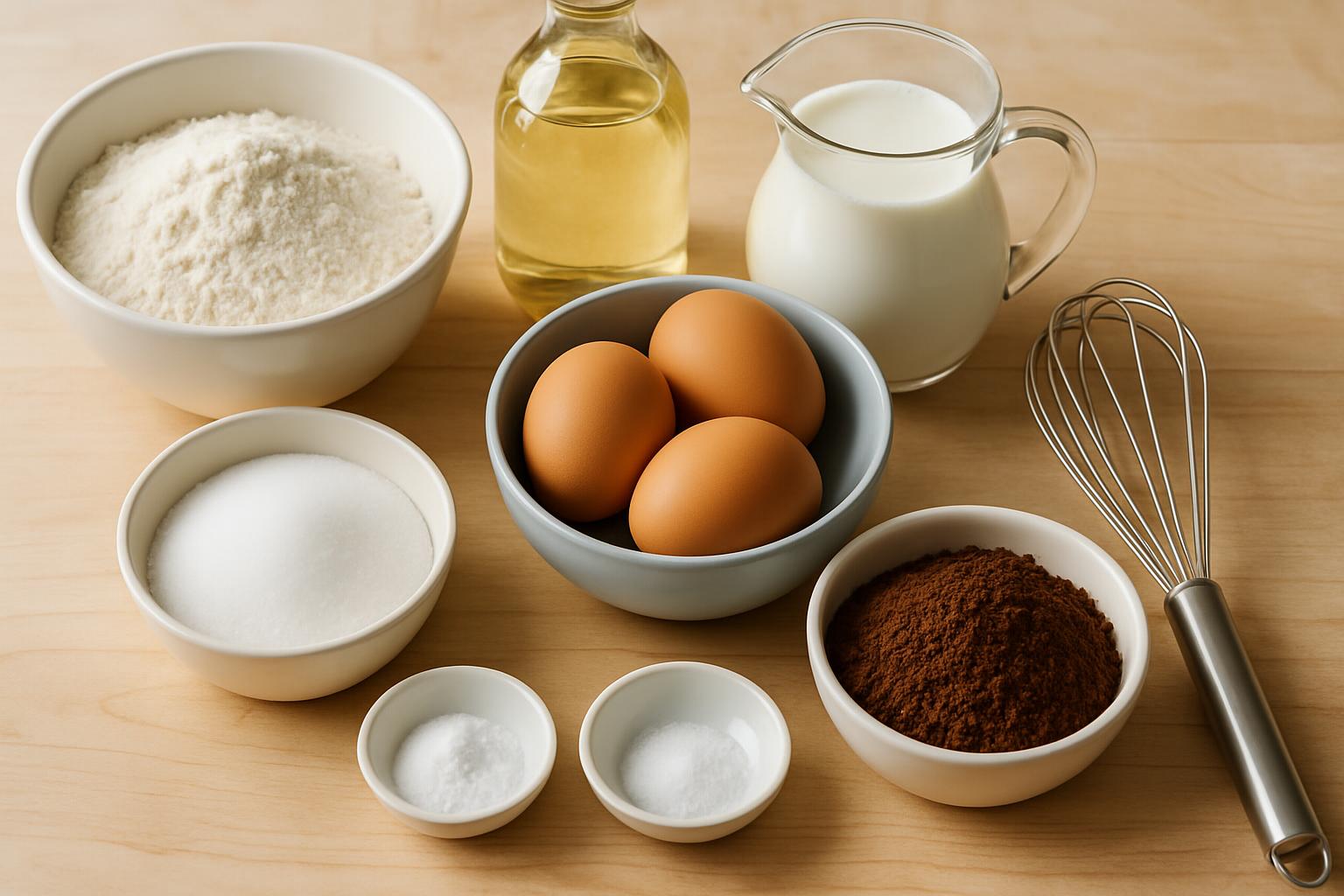Ingredientes para bolo de chocolate
