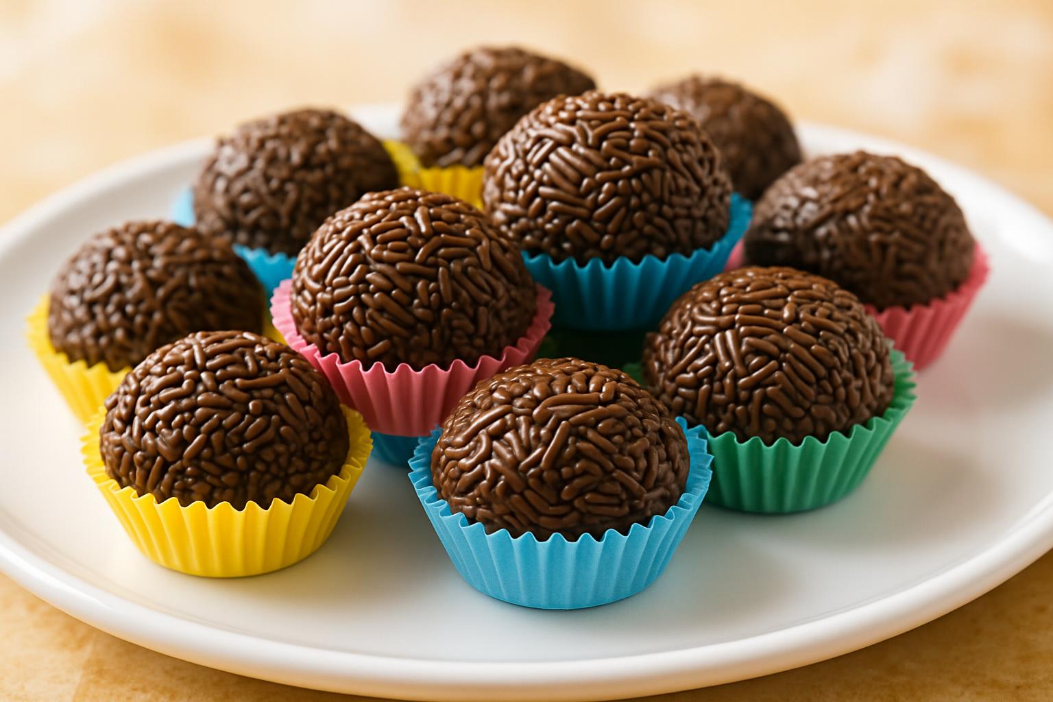 Brigadeiros clássicos enrolados em granulado