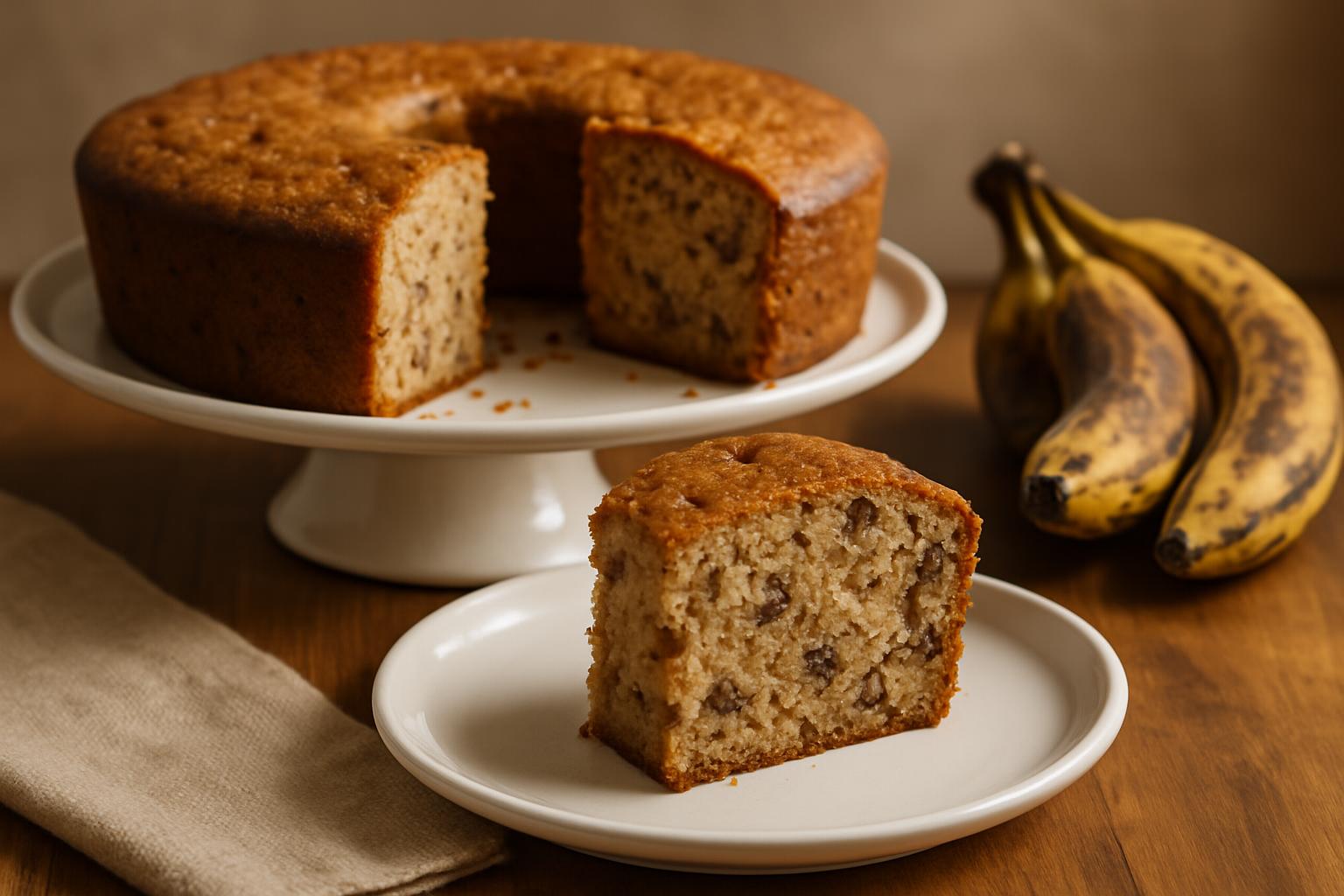 Bolo de casca de banana fatiado