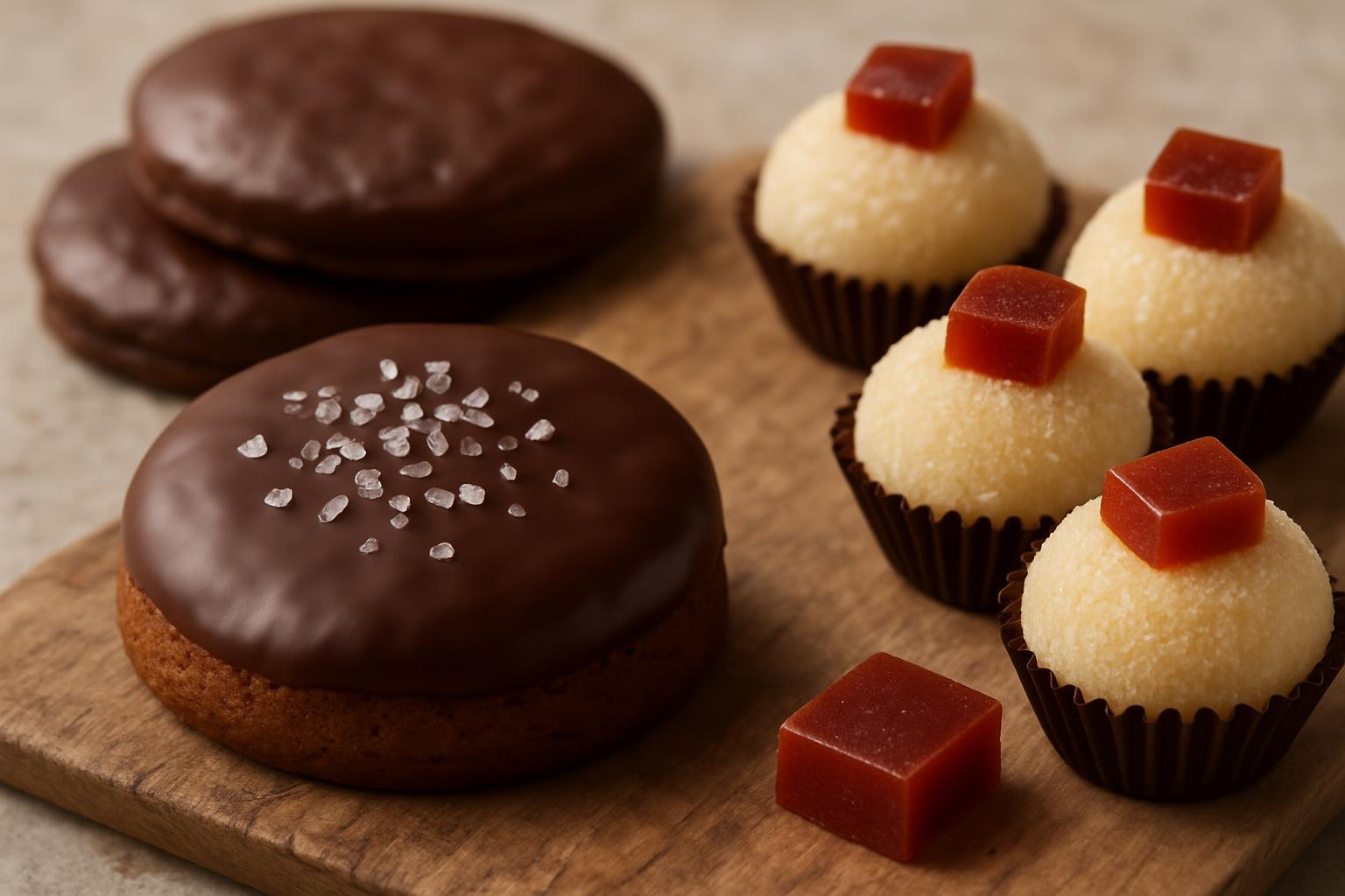 Pão de mel com flor de sal e brigadeiro de queijo com goiabada