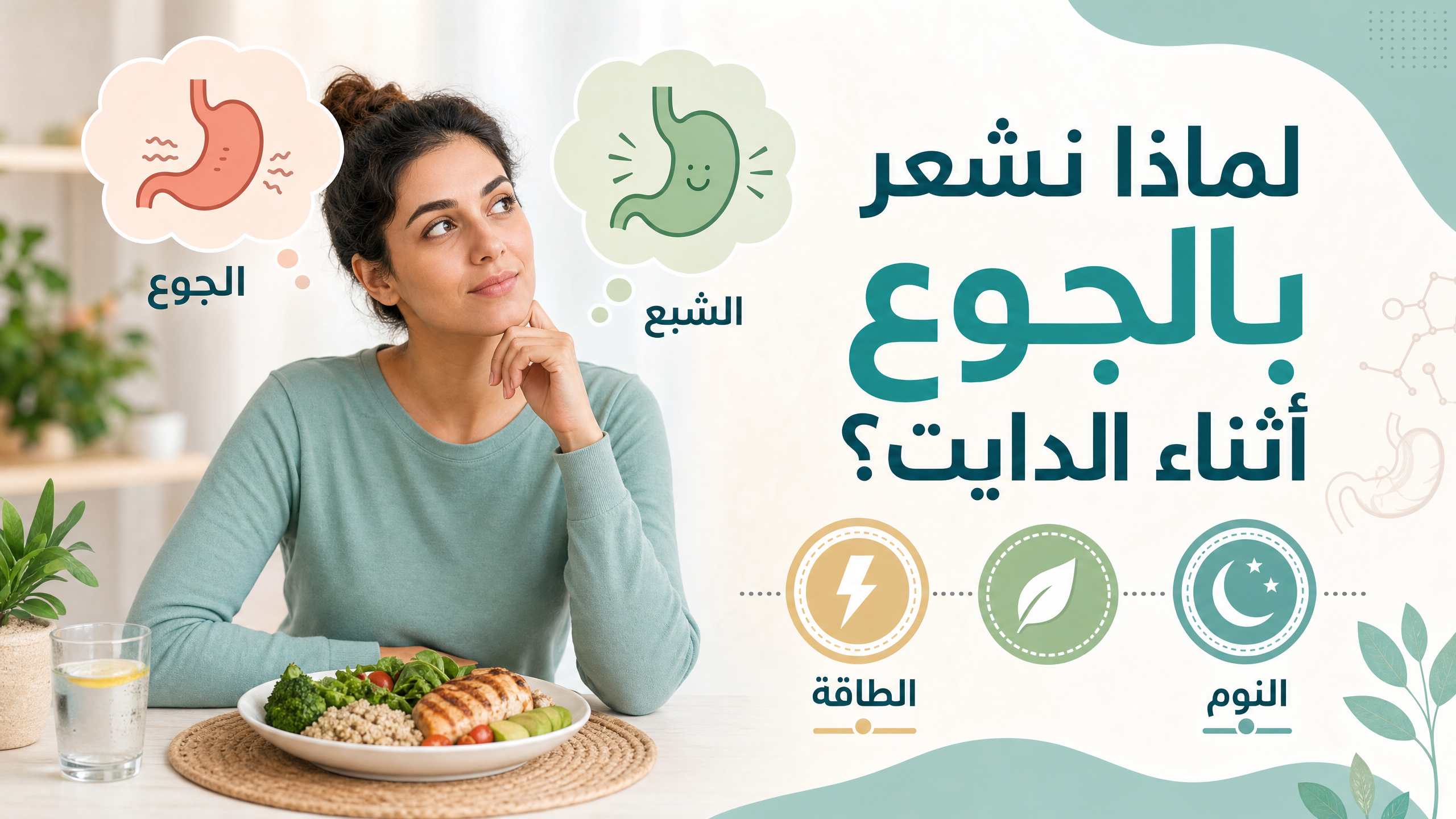 صورة غلاف توضح الجوع والشبع أثناء الدايت