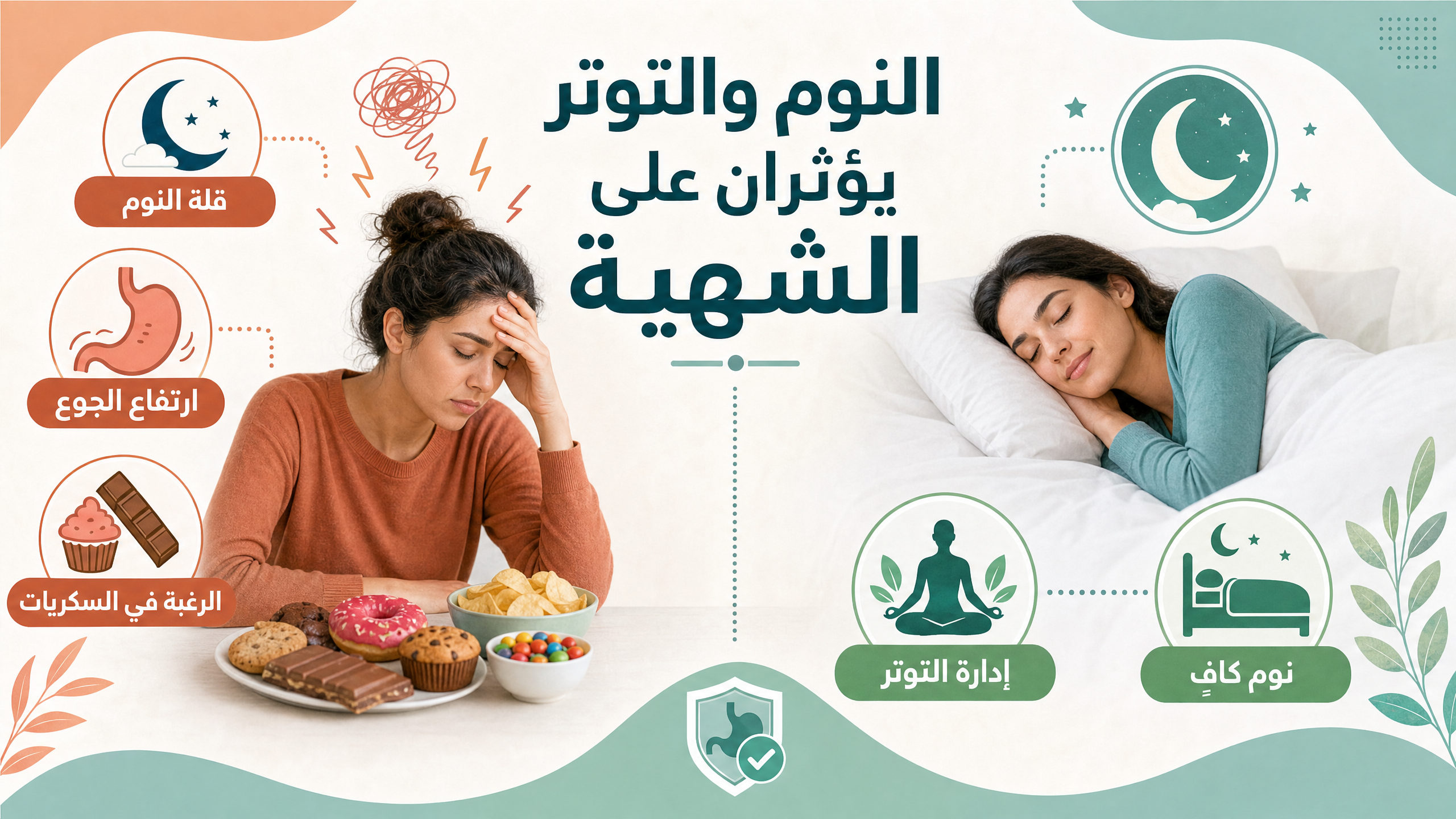 إنفوغرافيك يشرح تأثير النوم والتوتر على الشهية