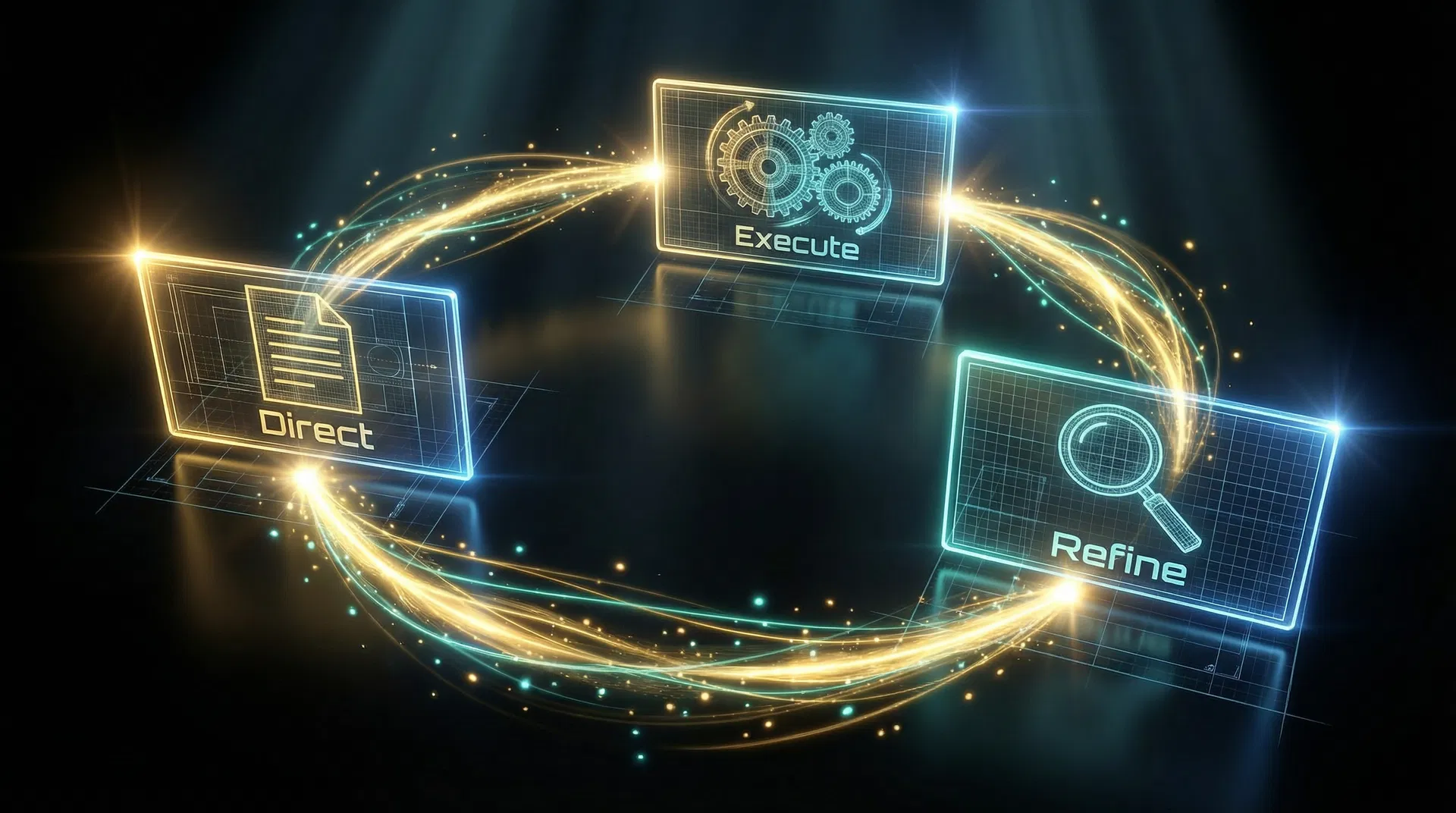 The orchestration cycle: Direct, Execute, Refine