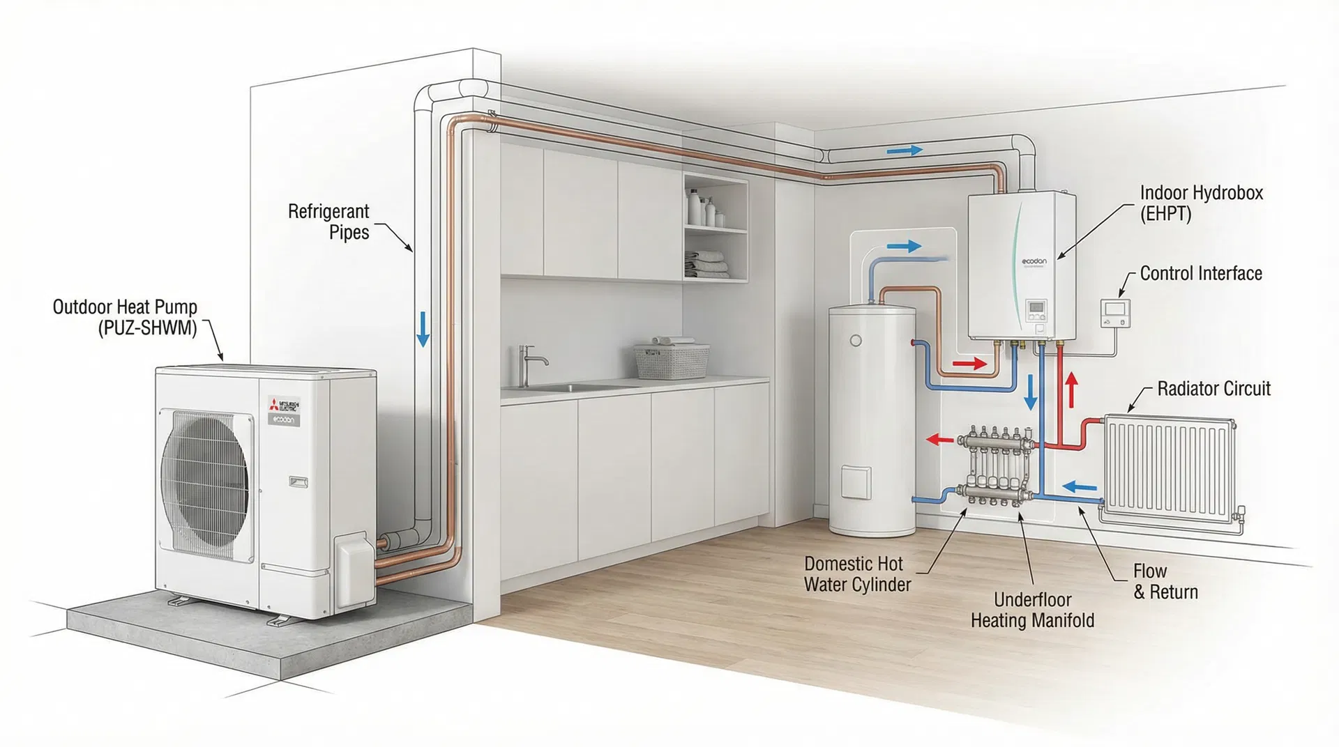 Sistema Ecodan con Hydrobox