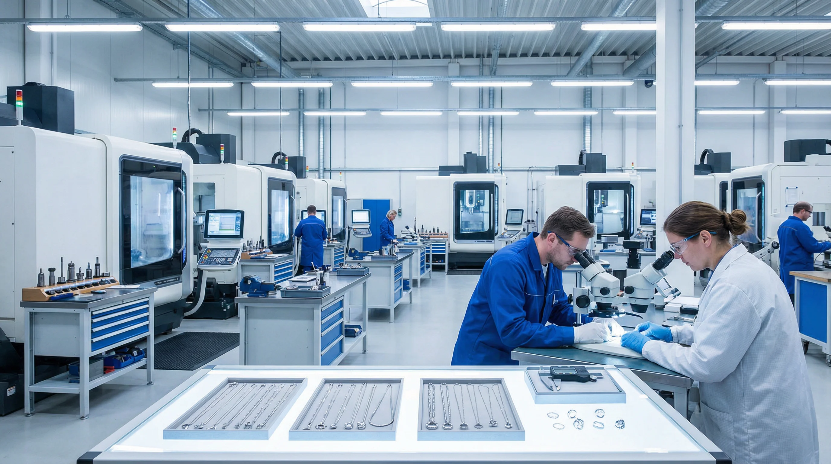 Best Steel Jewelry Manufacturers 2026: Expert Guide 1 Modern steel jewelry manufacturing facility with CNC machines