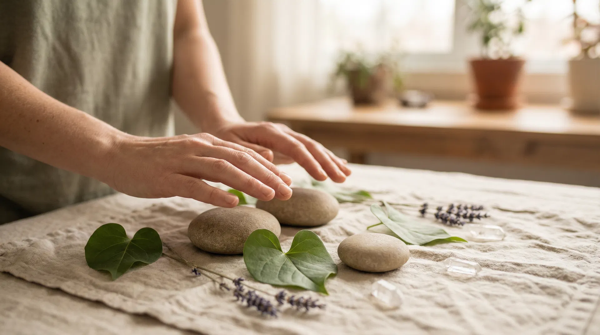 Heilende Hände mit Steinen - Ganzheitliche Körpertherapie
