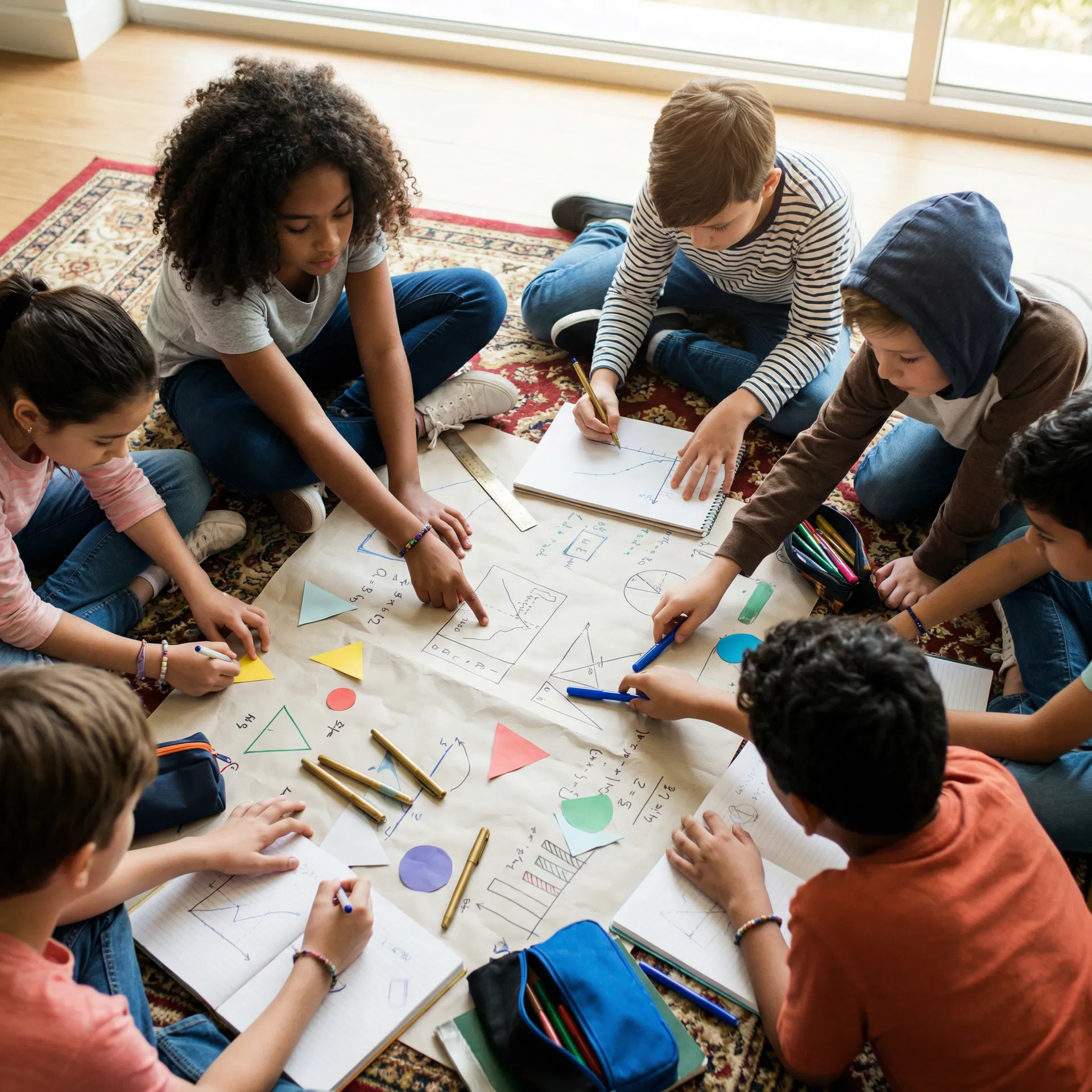 Students collaborating in a circle