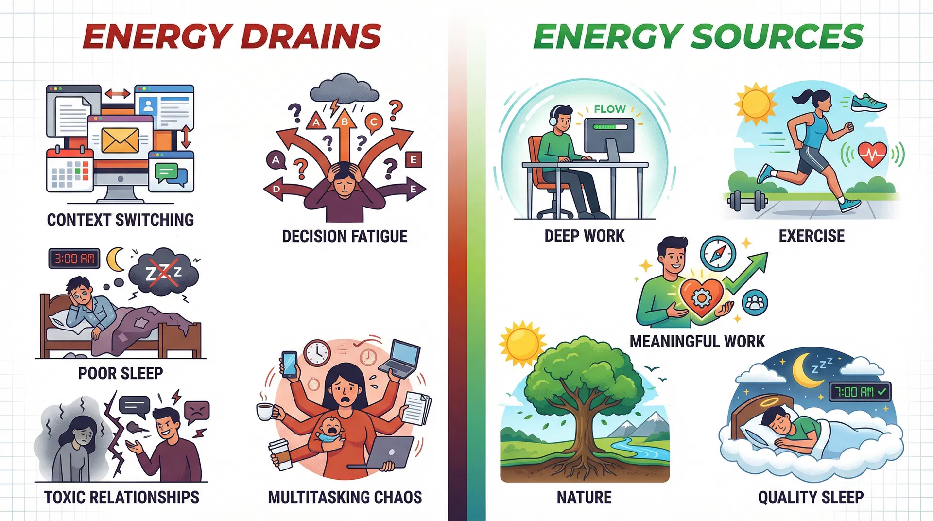 Energy Drains vs Energy Sources
