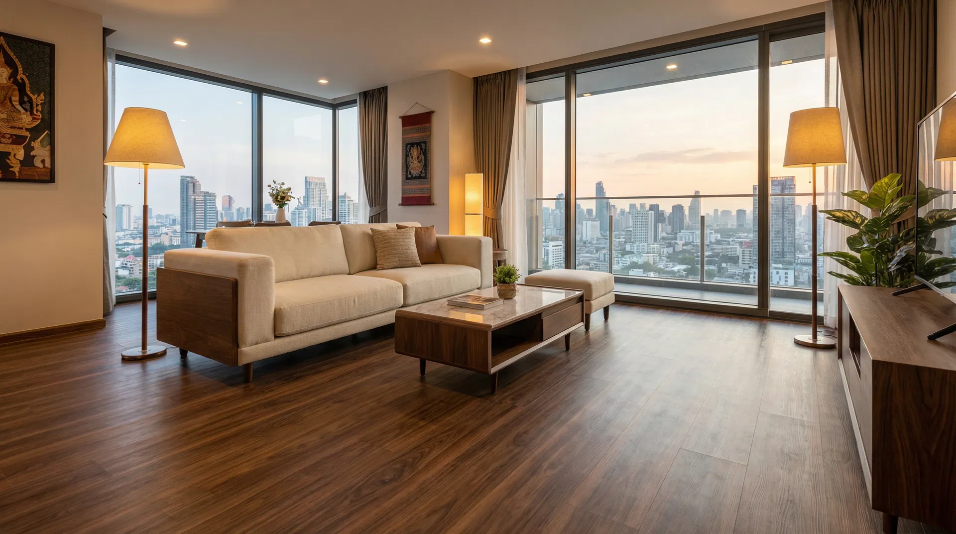 พื้น SPC Walnut ลายตรง