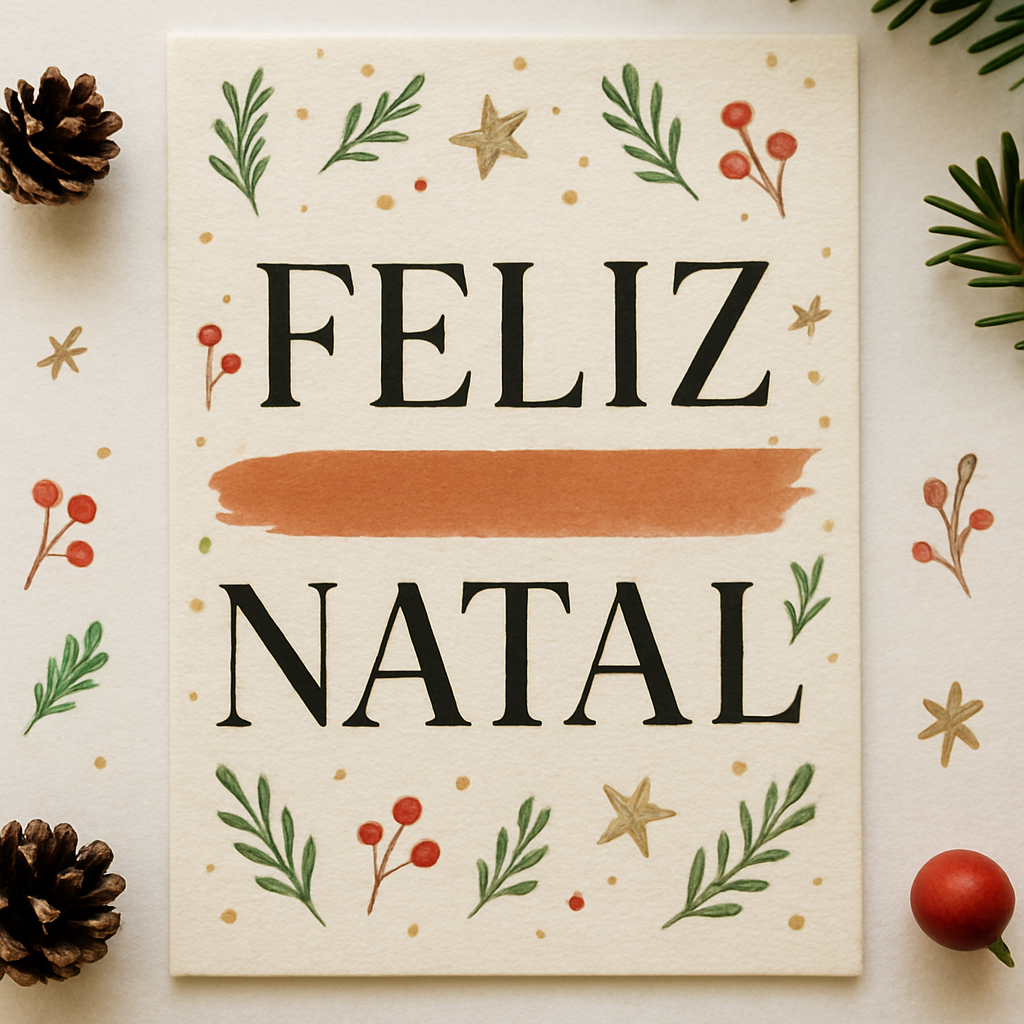 Cartão com Tipografia Marcante e Toque de Terracota