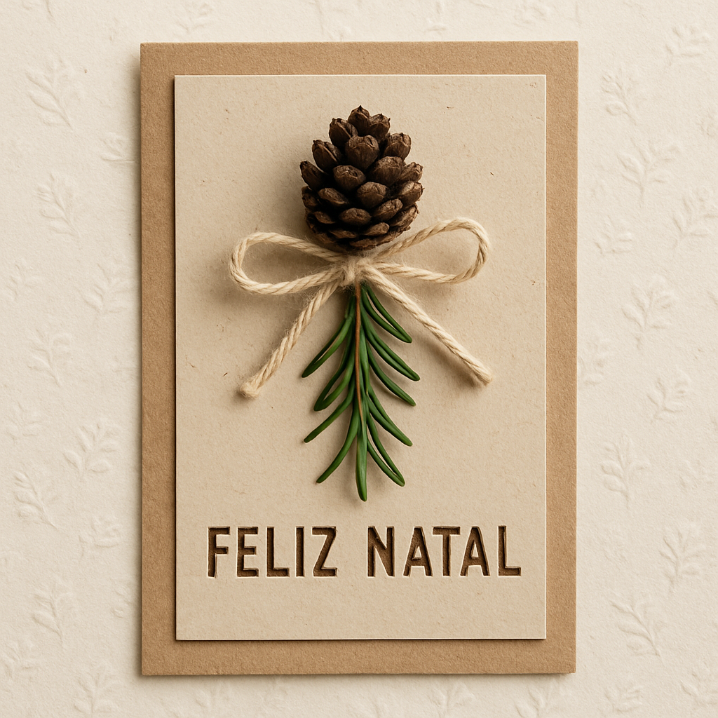 Cartão Rústico com Elementos Naturais