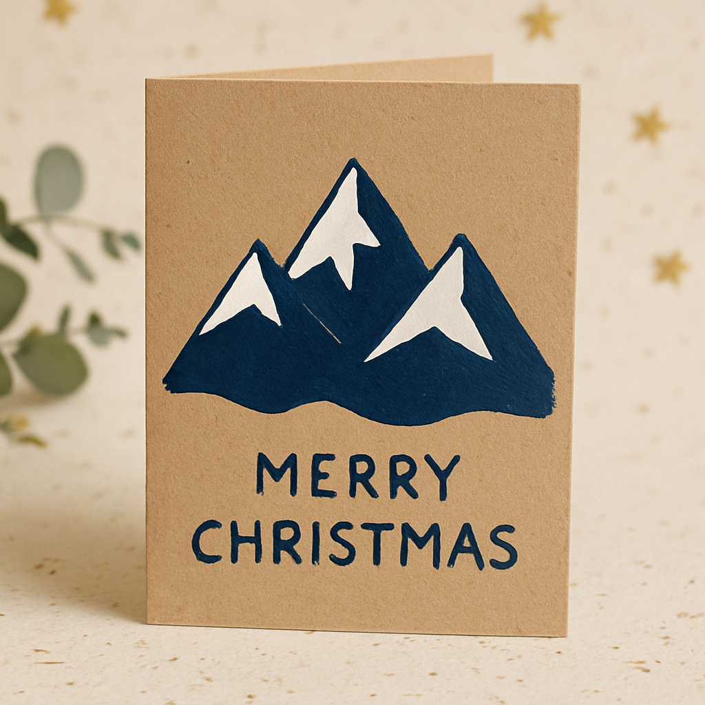 Cartão Aventureiro com Montanhas Nevadas