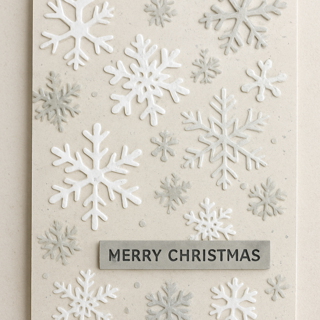 Cartão Delicado com Flocos de Neve em Relevo