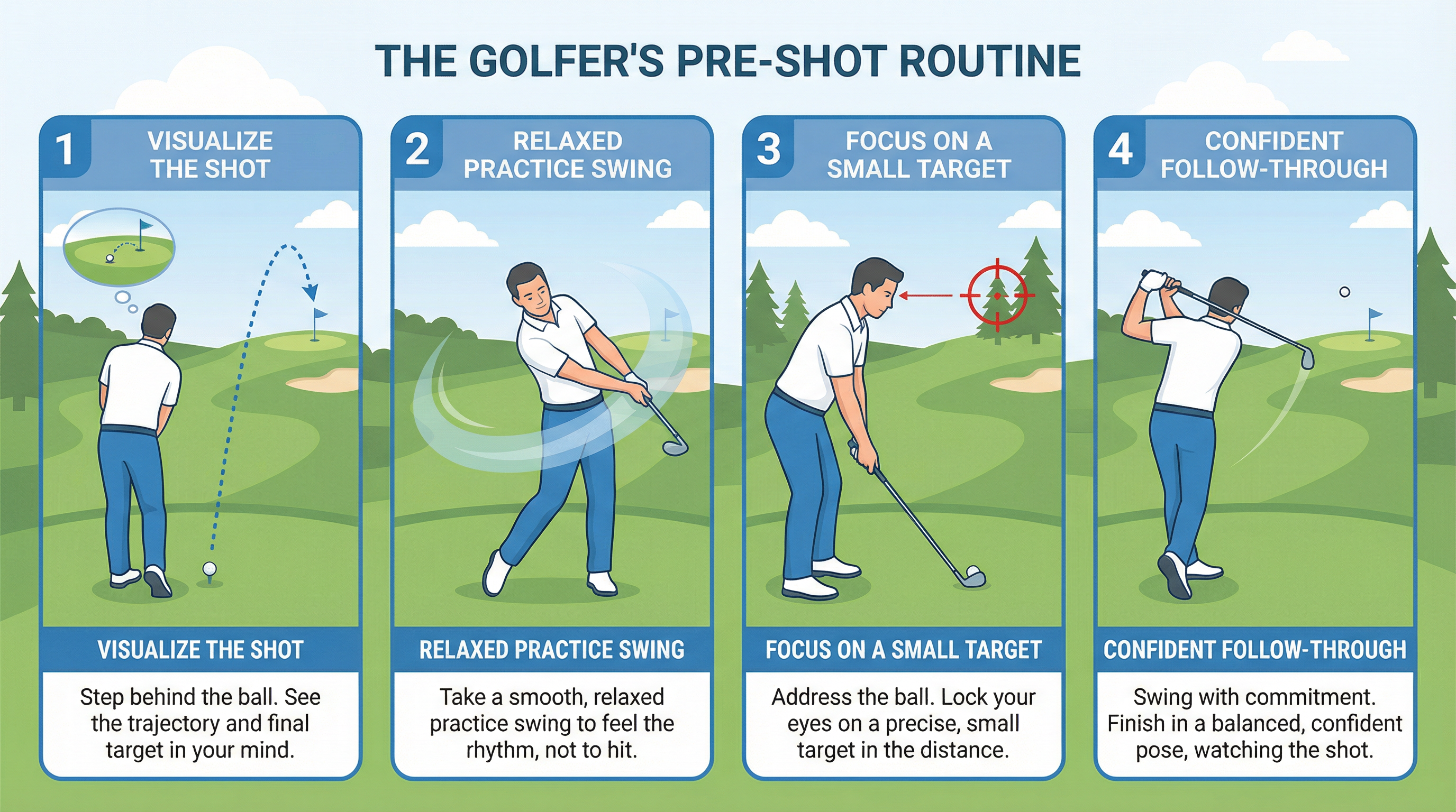 The golfer's pre-shot routine in 4 steps