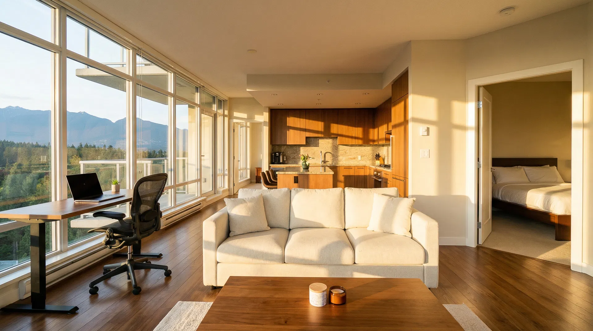 Fully furnished modern apartment with mountain views