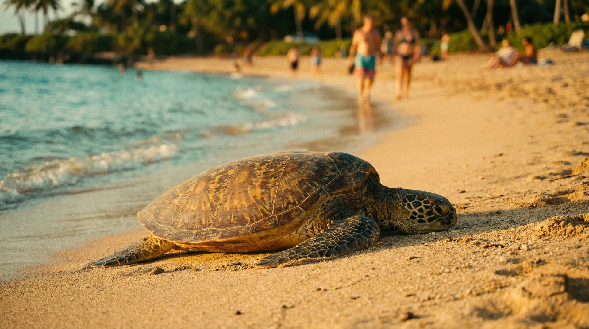 Sea turtle on the beach