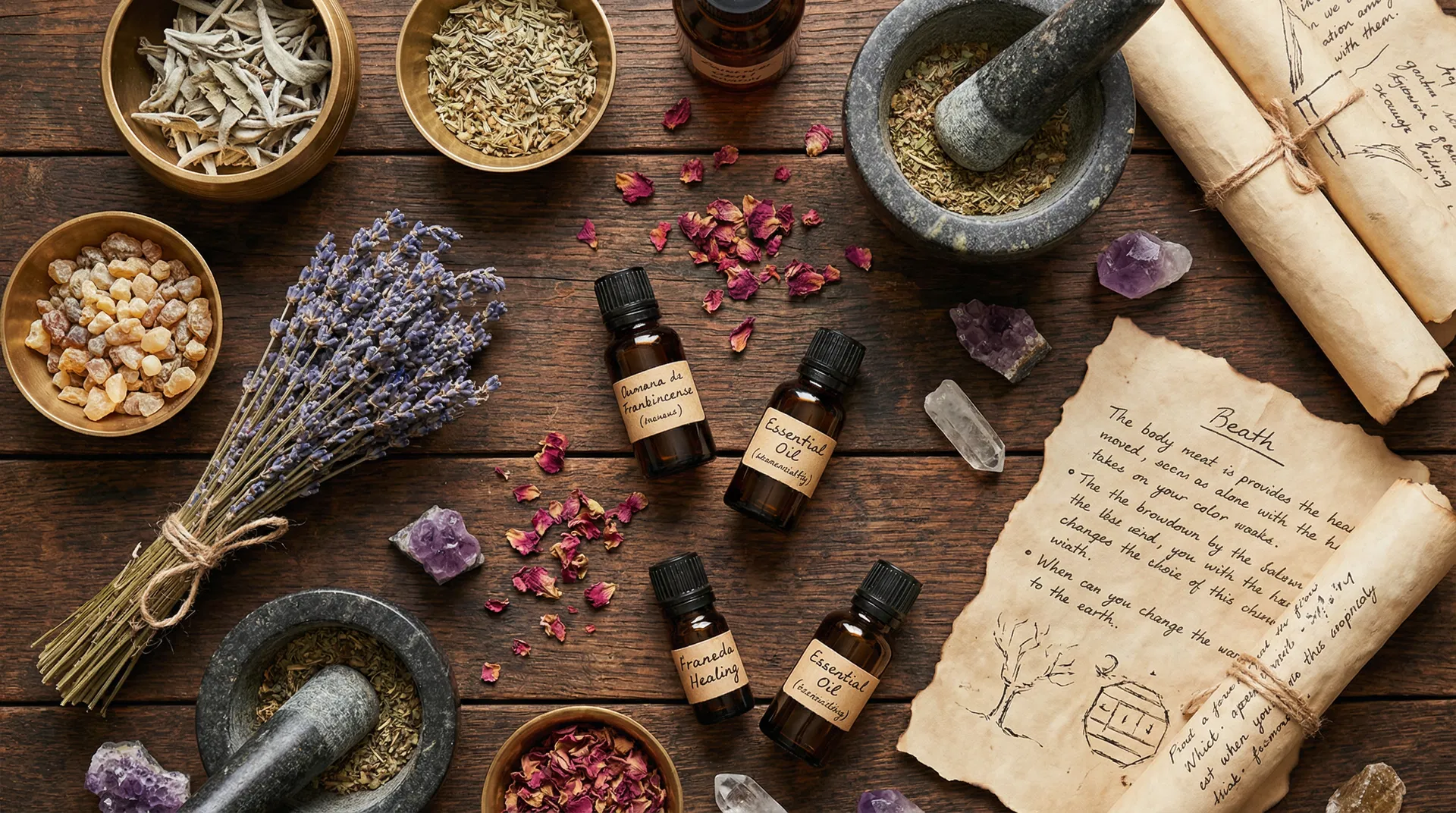 Herbs and materials for binding love spell