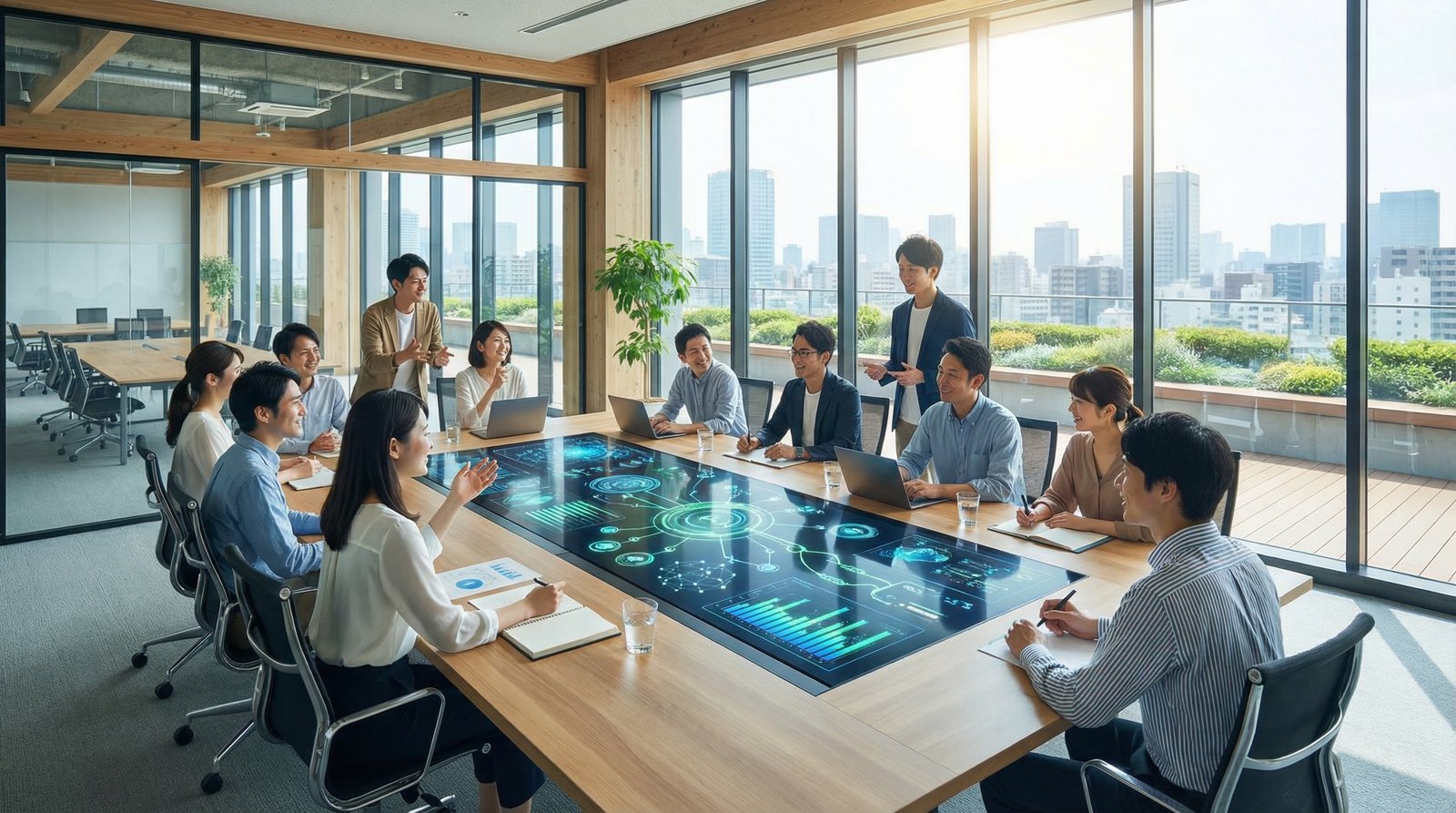 次世代プラットフォームを議論する日本人ビジネスパーソンたちの会議場面