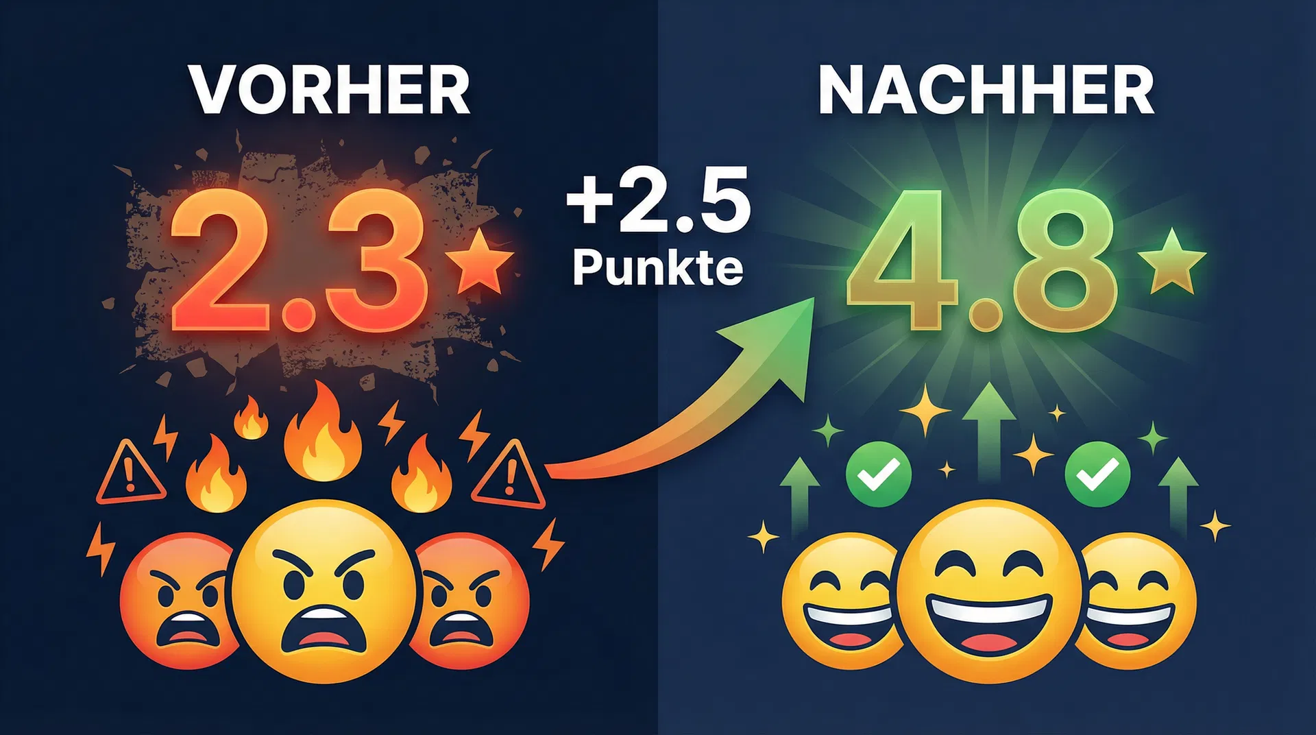 Transformation von negativen zu positiven Bewertungen