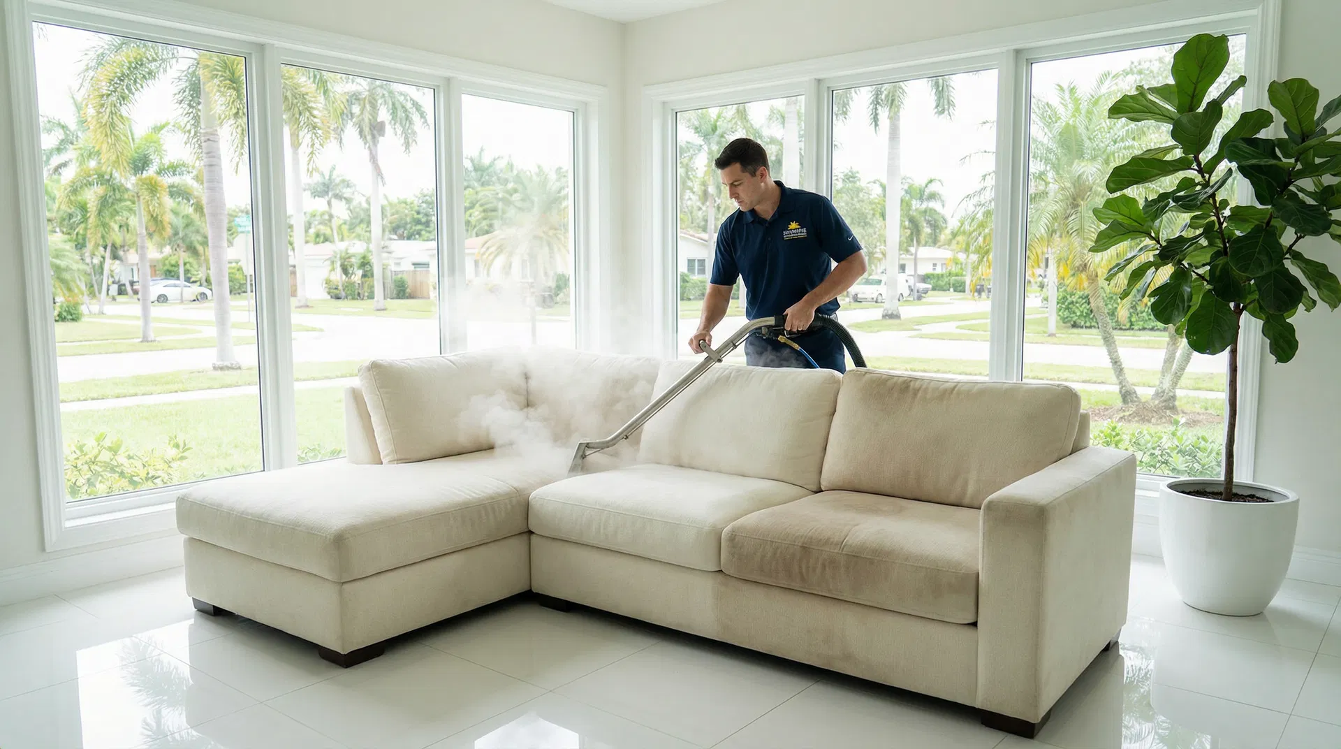 Professional upholstery deep cleaning service by Steamly Pro LLC in South Florida