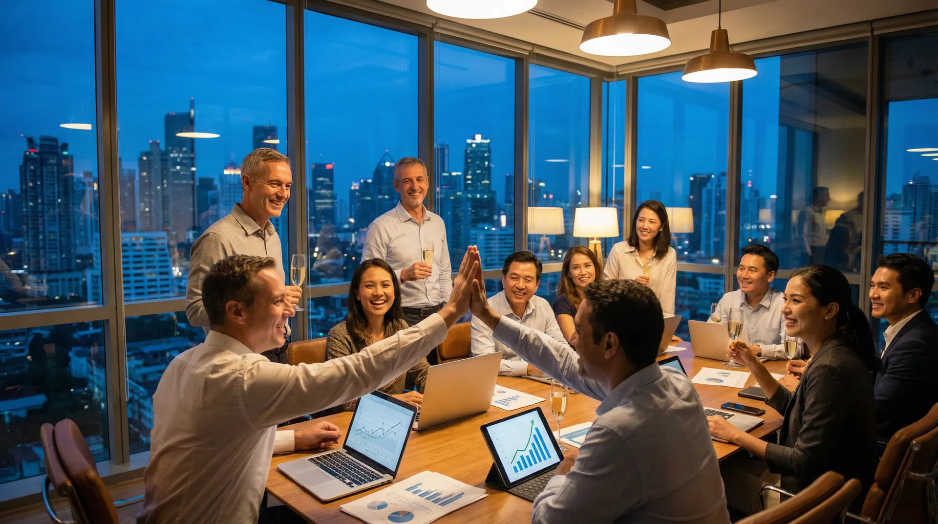 Business team celebrating success