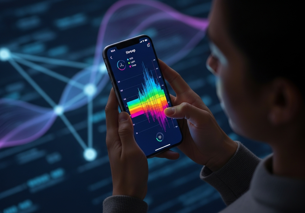 Person looking at sleep tracking data