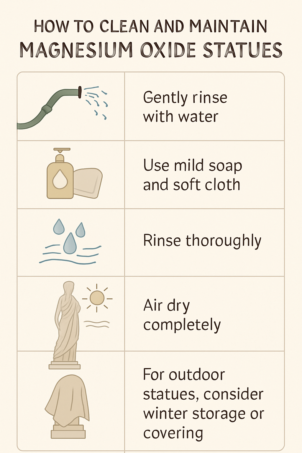 Magnesium Oxide Statue Care Guide