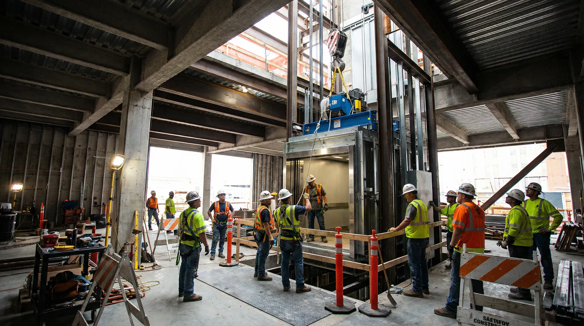 Elevator installation in progress