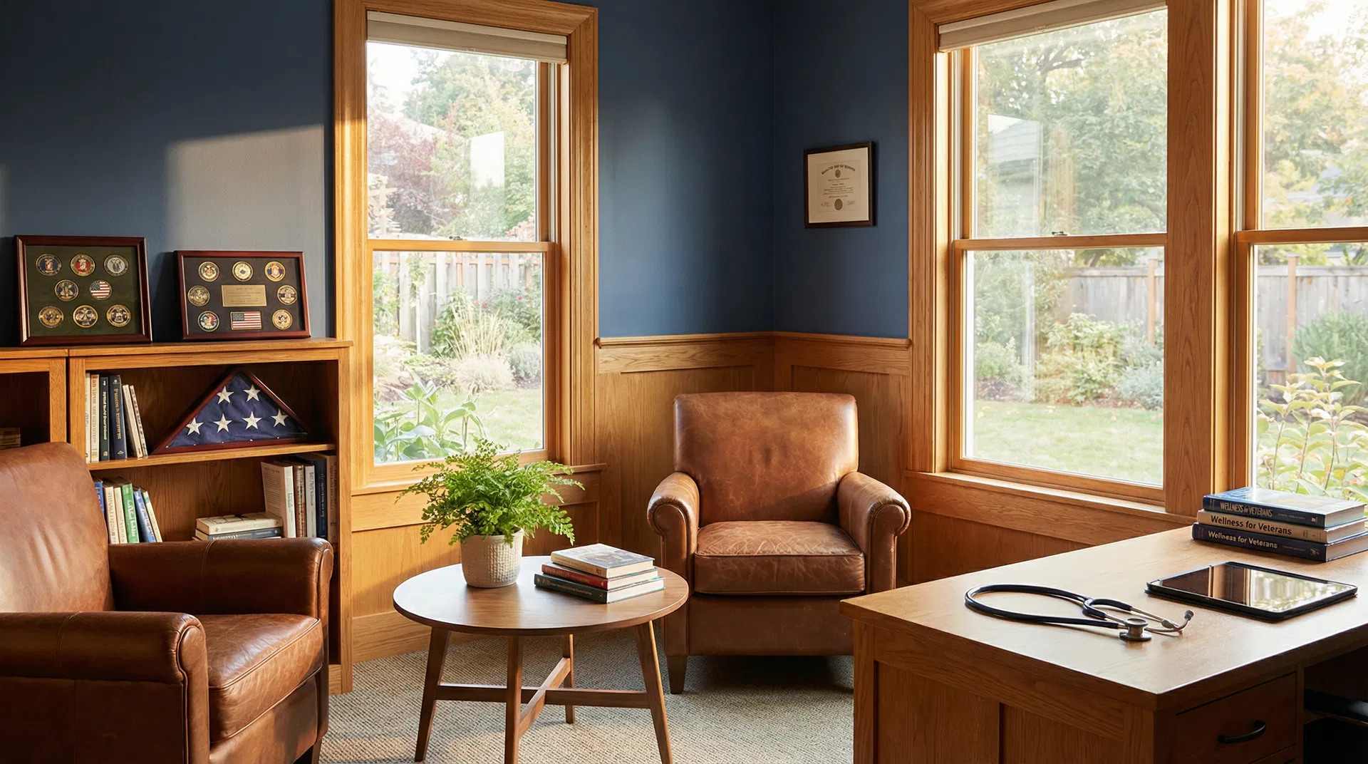 Peaceful wellness office for veterans