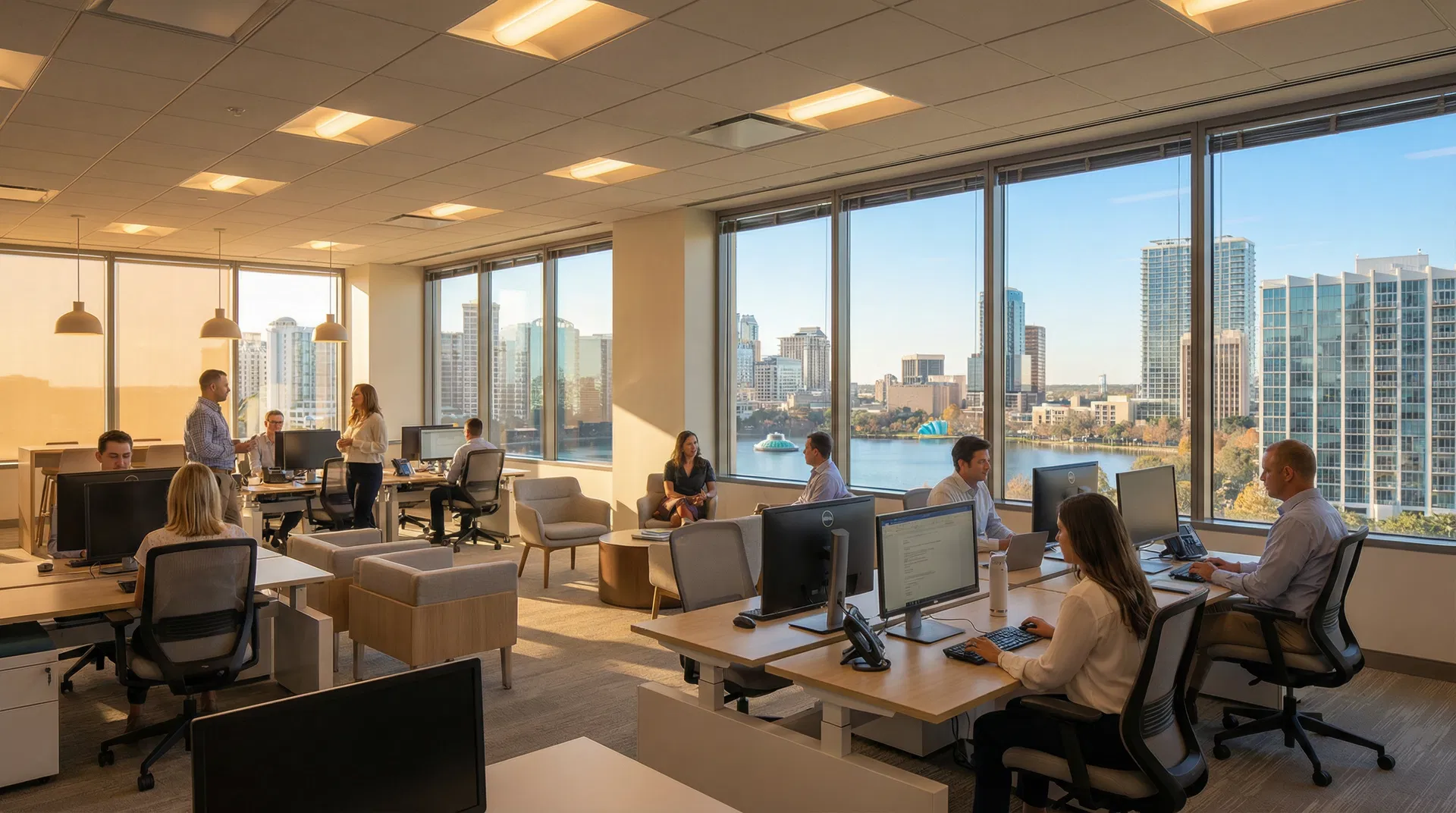 Office interior with professionally tinted windows