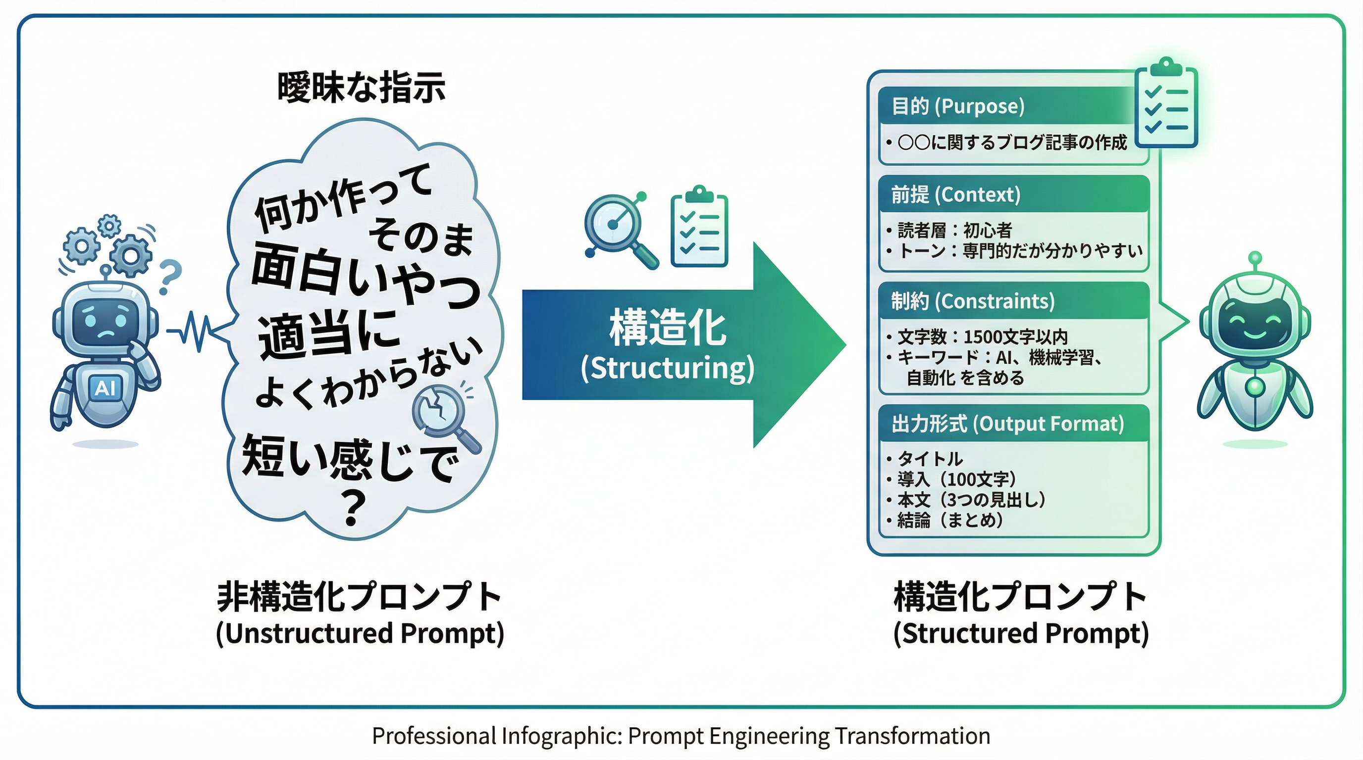 プロンプト構造化の流れ