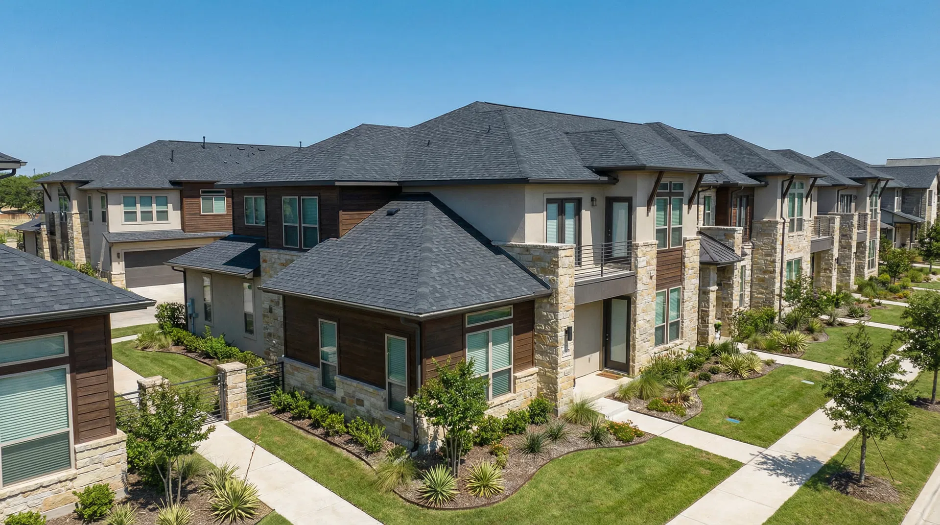 Round Rock Townhome Community — Architectural Shingles roofing project in Austin TX by Pro Roofing Systems