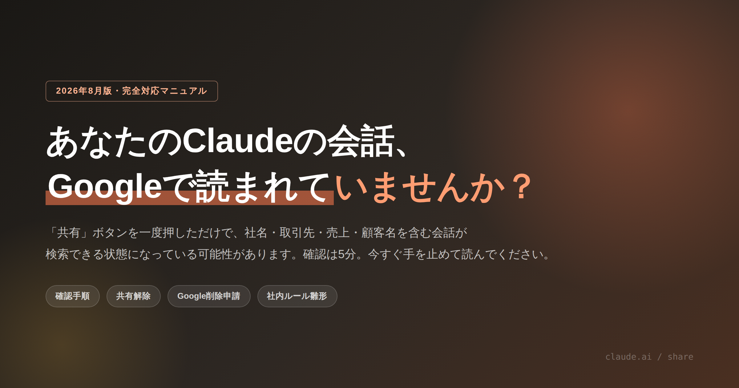 Claudeの共有リンクがGoogleにインデックスされる問題の完全マニュアル