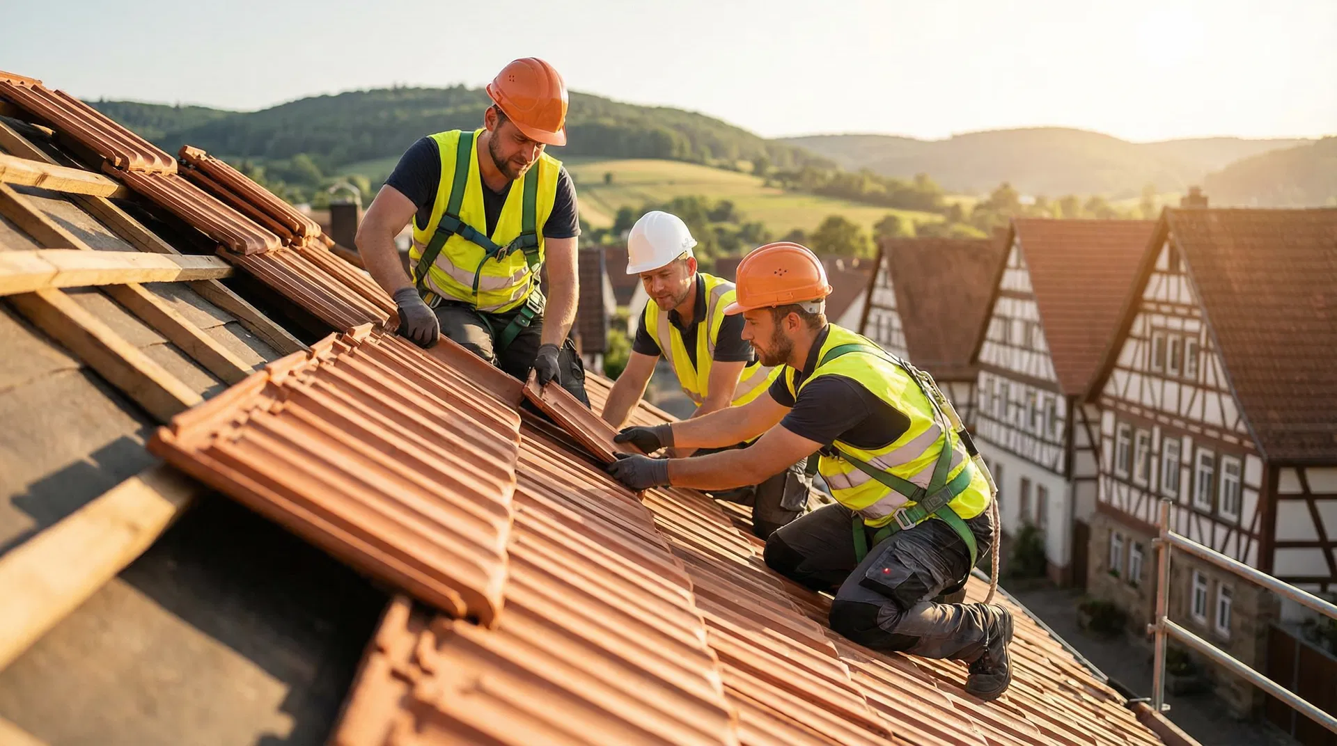 Dachdecker bei der Arbeit