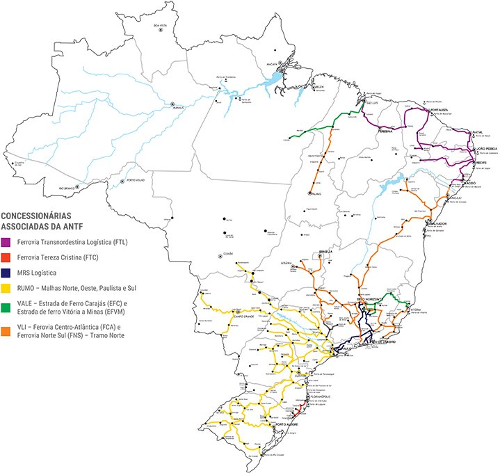 Malha ferroviária EUA e Brasil