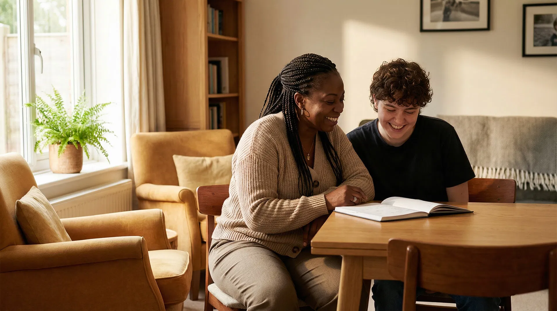 Support worker with resident